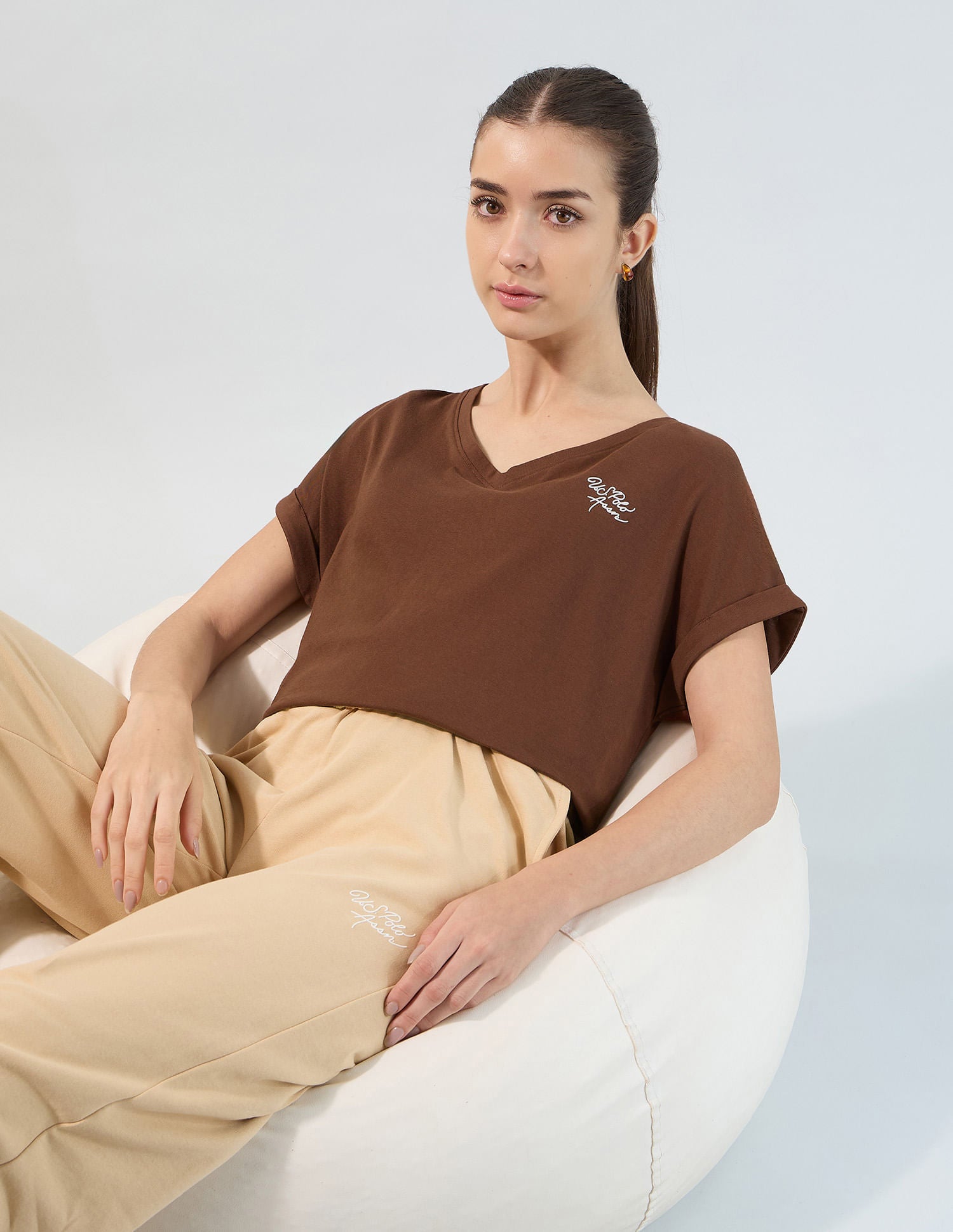 Solid Regular Fit T-Shirt Brown - U.S. POLO ASSN. | Large