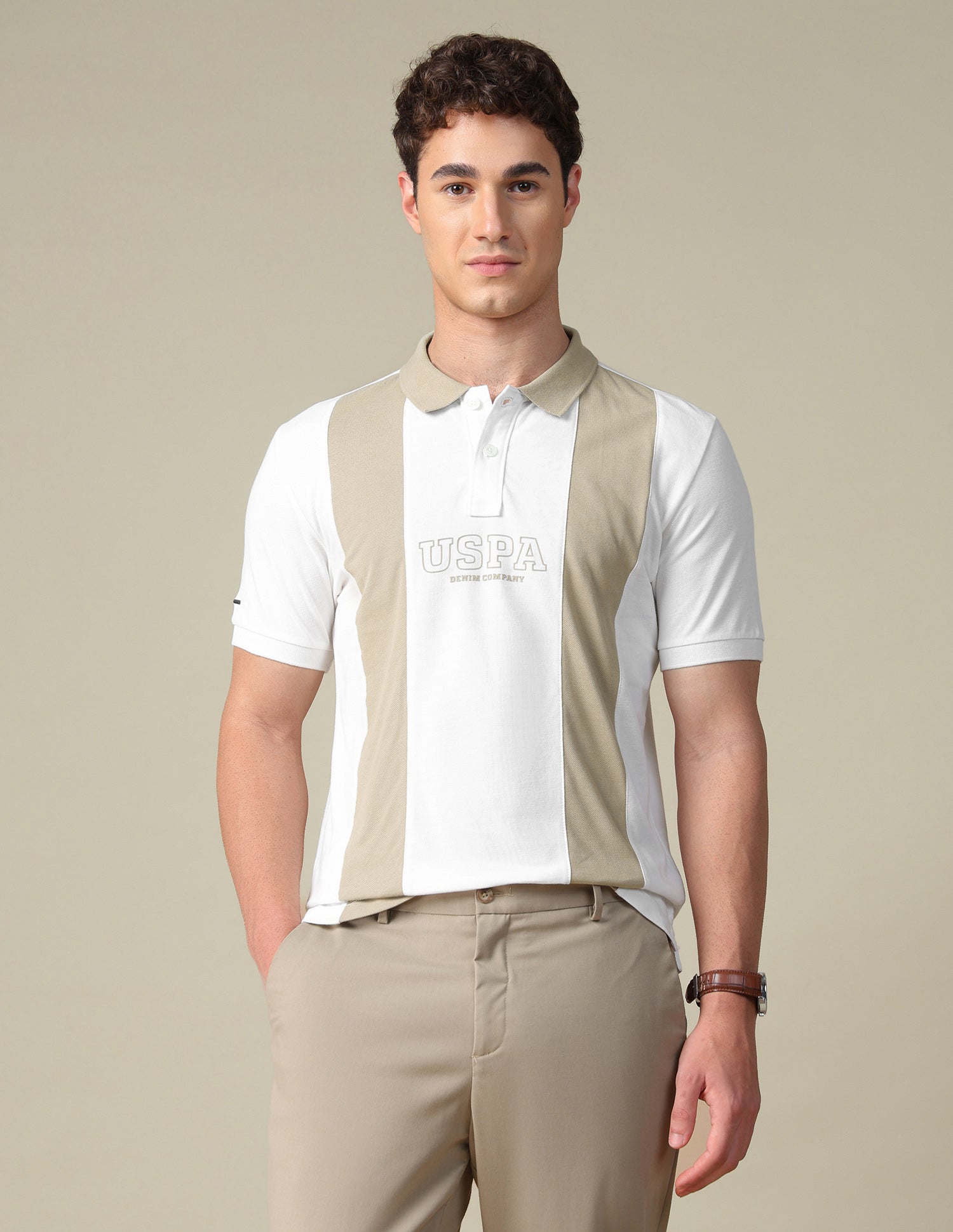 Horizontal Striped Slim Fit Polo Shirt Ivory - U.S. Polo Assn. India | Large