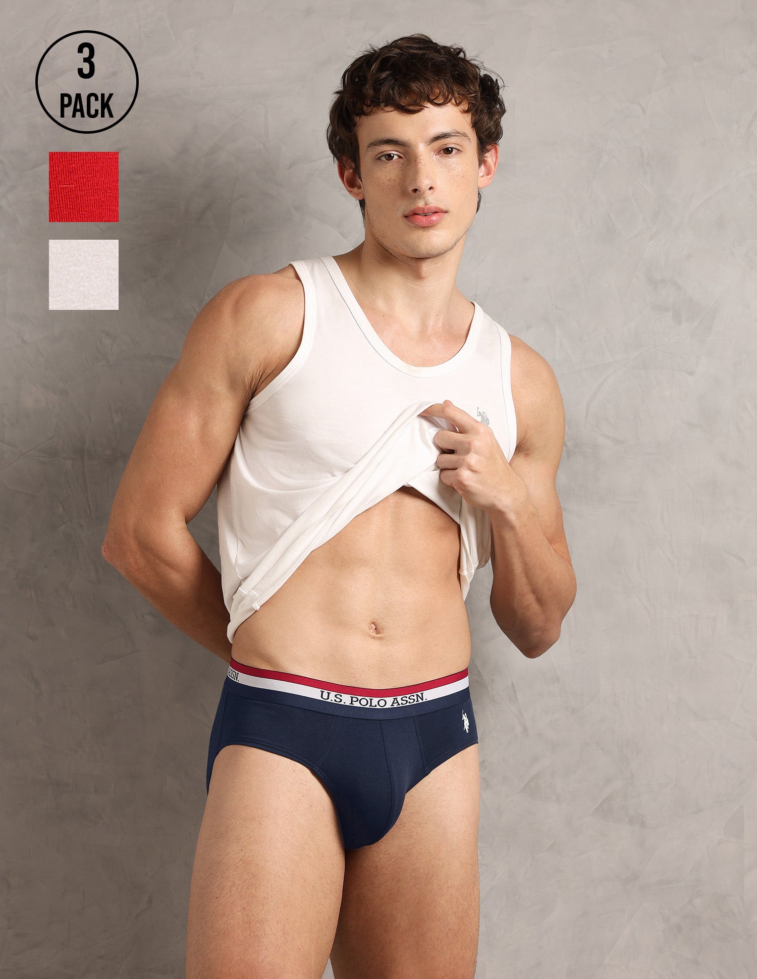 Elasticized Waist Solid EB002 Briefs  - Pack Of 3
