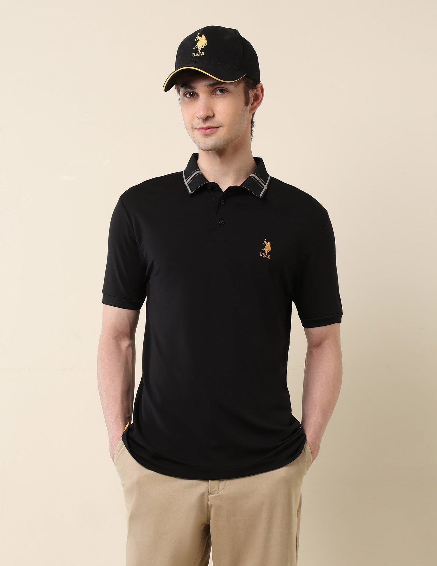 Solid Gentlemans Club Polo Shirt Black - U.S. Polo Assn. India | Large