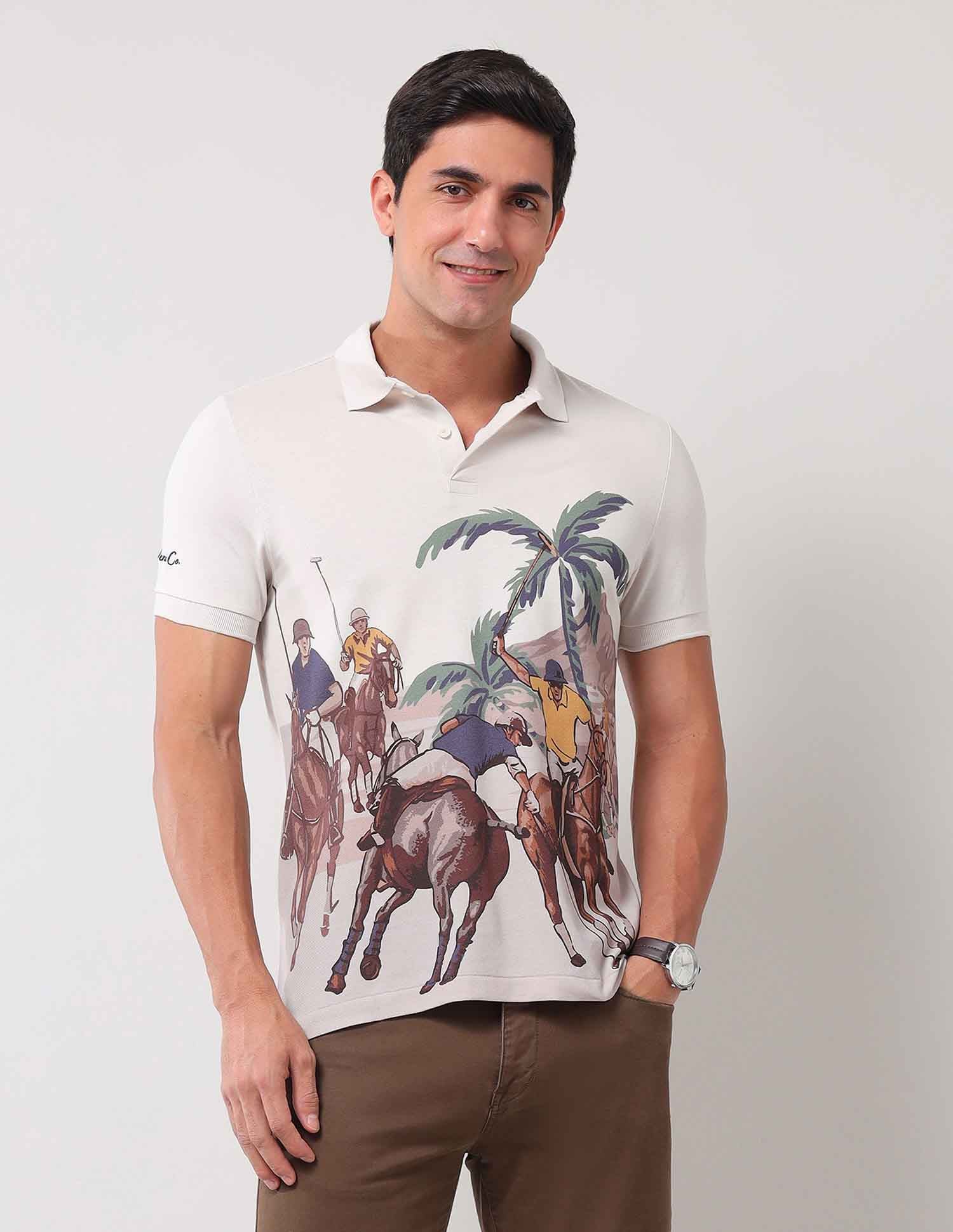 Brand Printed Muscle Fit Polo Shirt