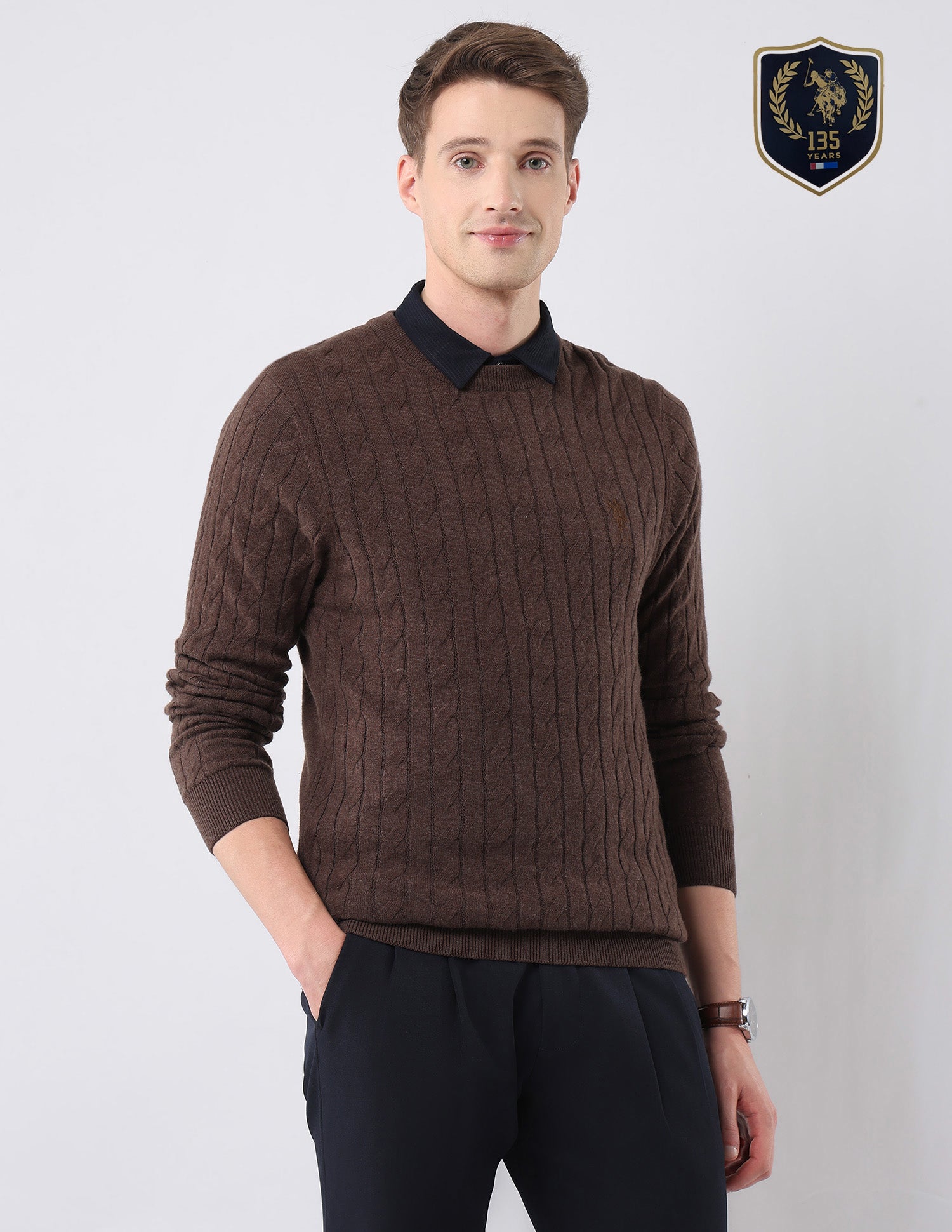 Cable Patterned Knit Regular Fit Sweater