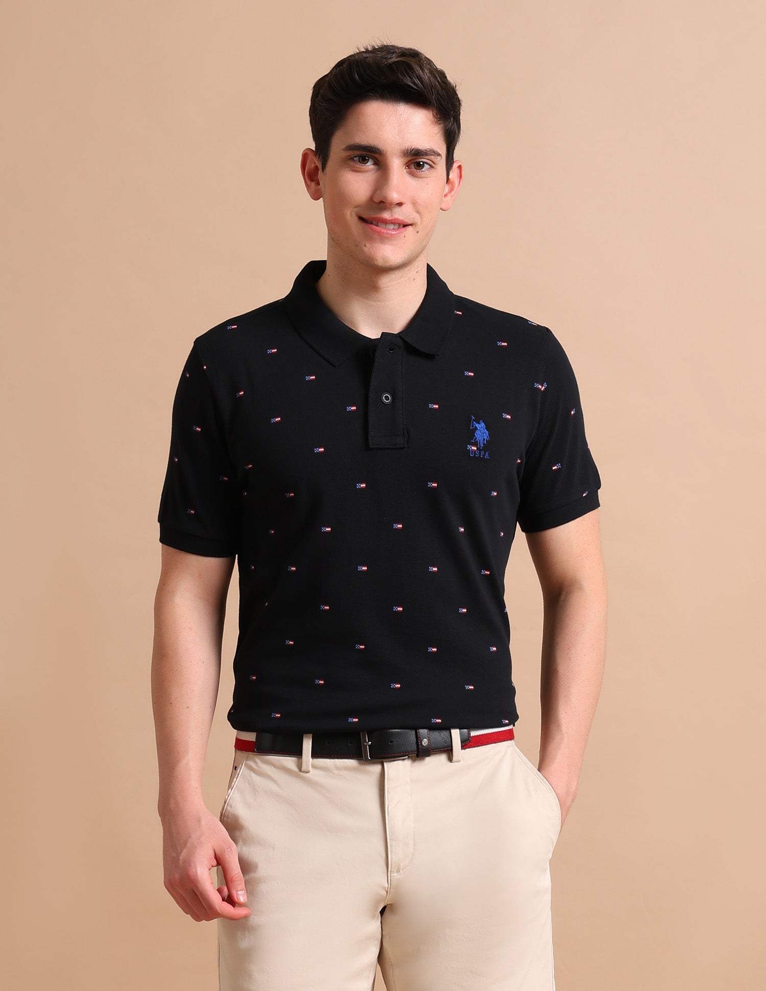 Flag Print Polo Shirt