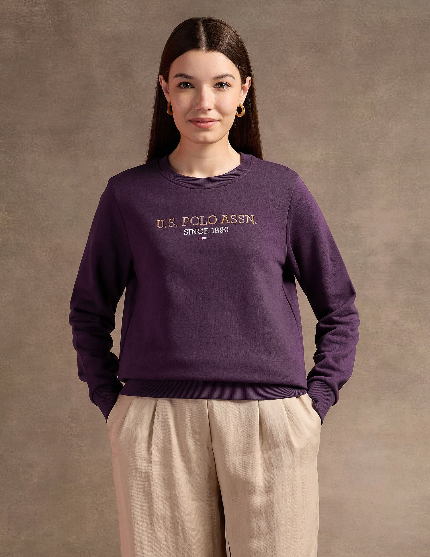 Hd Print Regular Fit Sweatshirt Wine - U.S. Polo Assn. India | Large