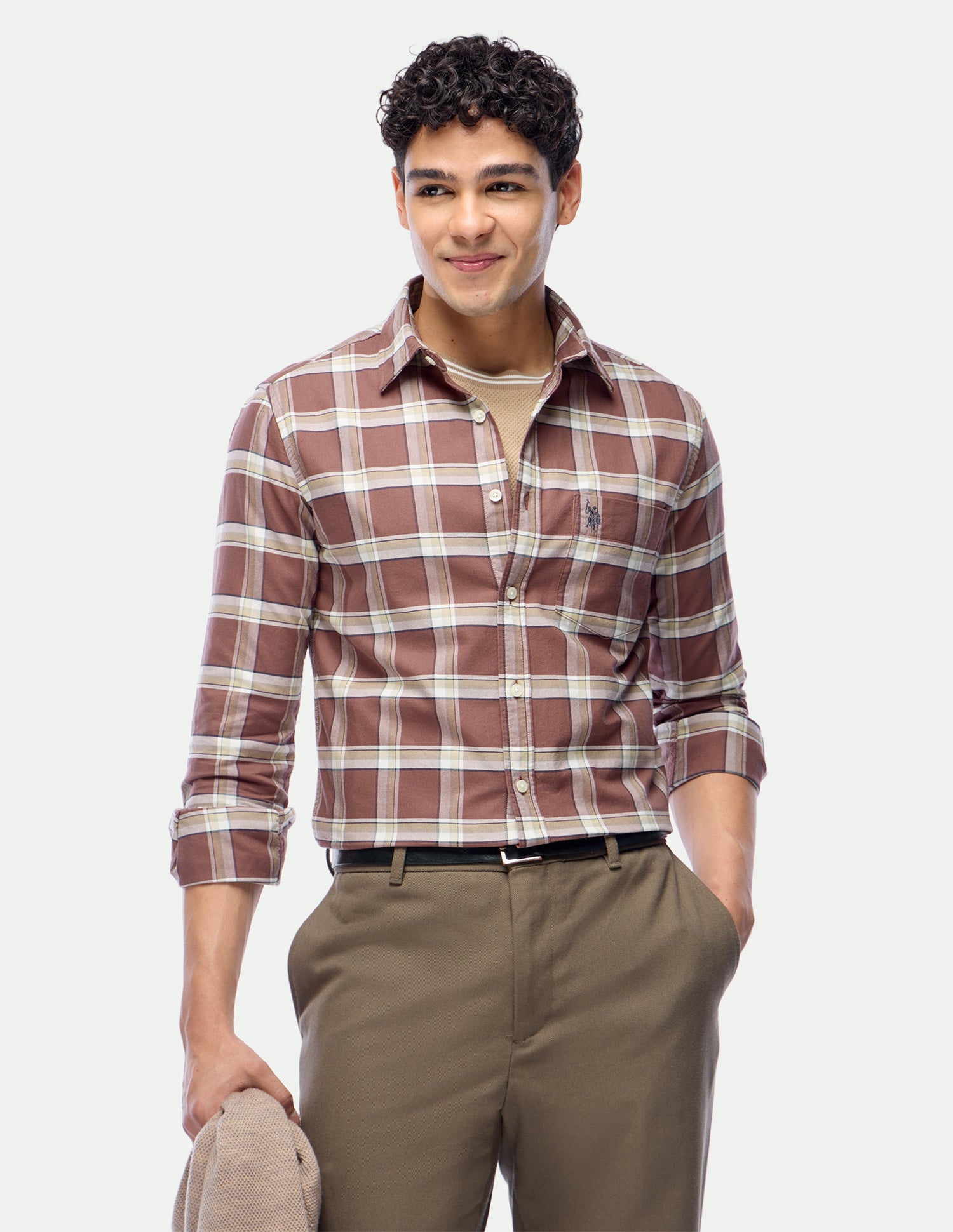 Oxford Plaid Checked Shirt Rust - U.S. Polo Assn. India | Large