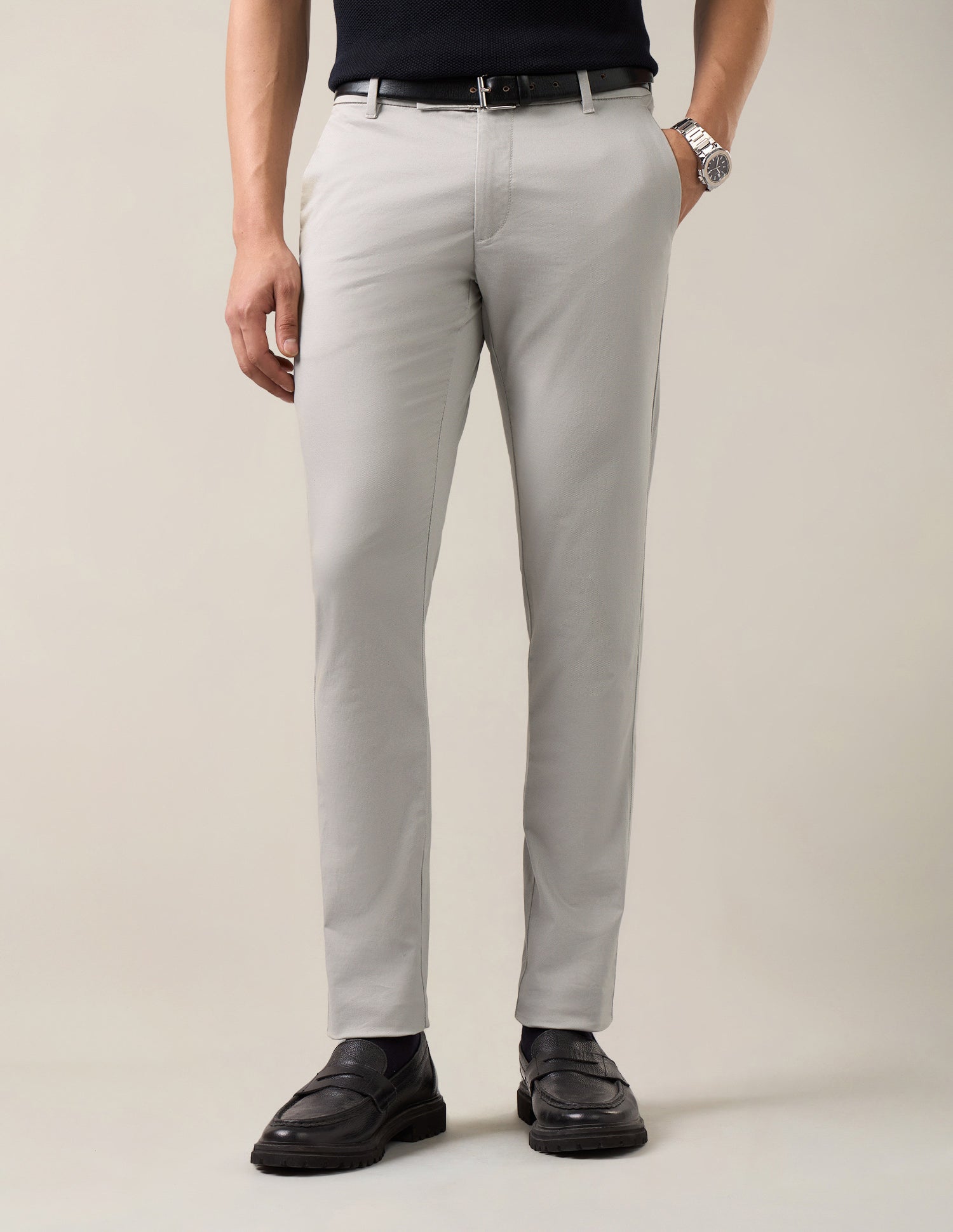 Austin Slim Fit Satin Trousers Grey - U.S. Polo Assn. India | Large