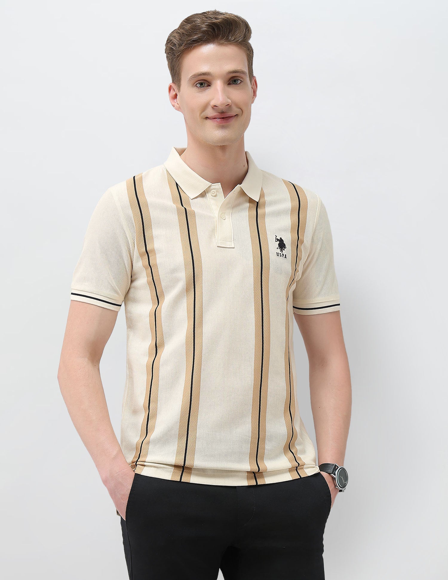 Vertical Striped Sotogrande Slim Fit Polo Shirt