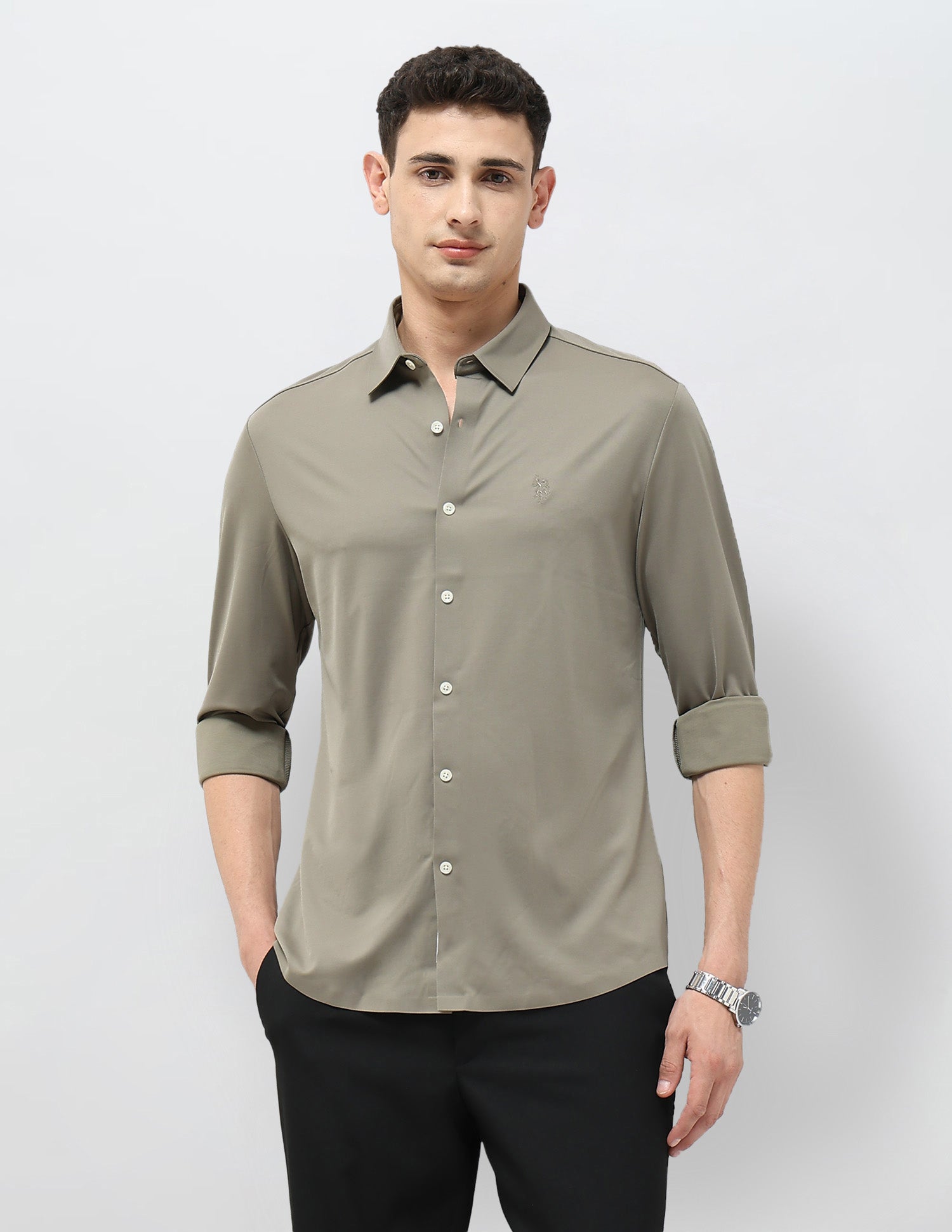 Solid Tailored Fit Shirt