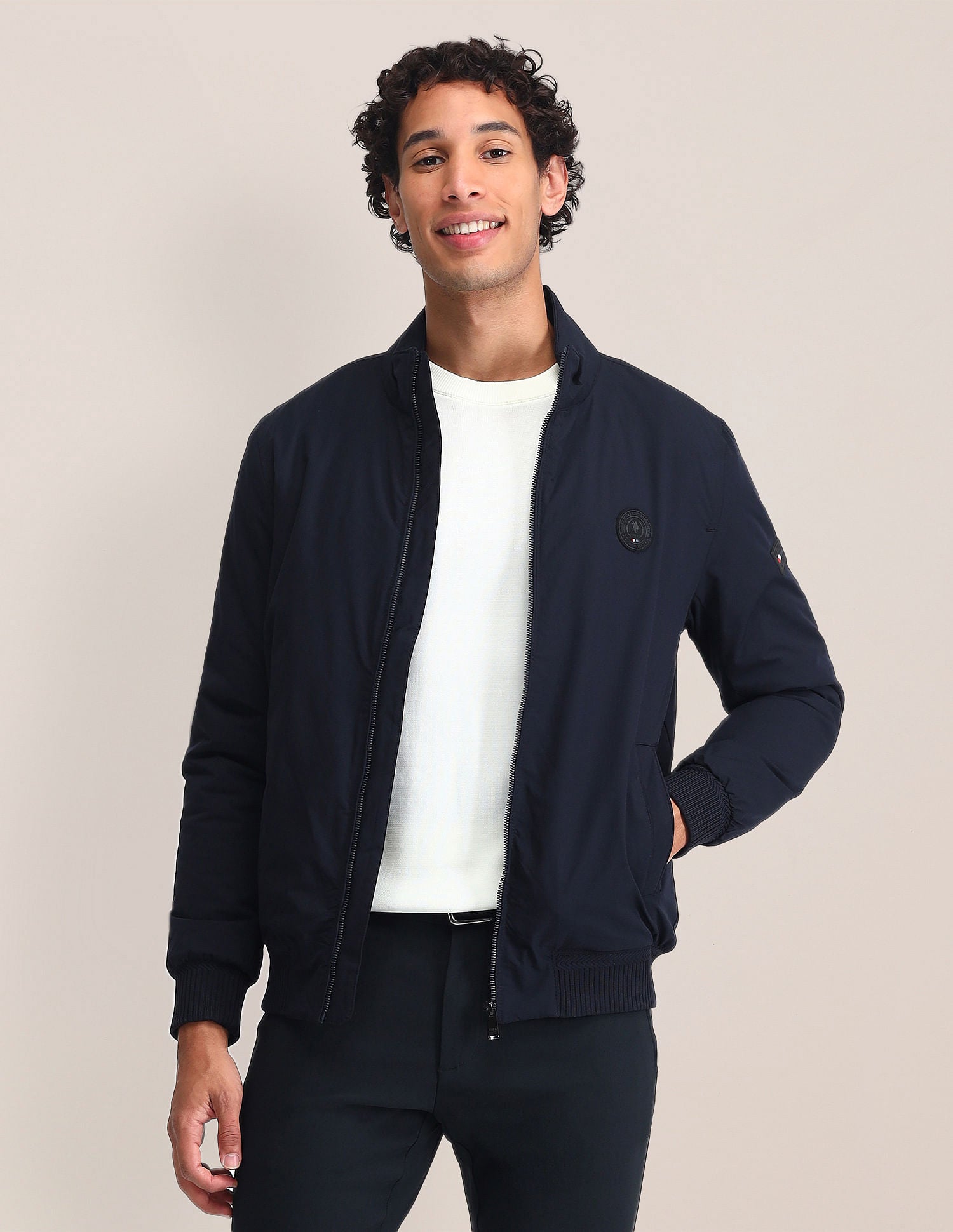 Stand Neck Solid Jacket