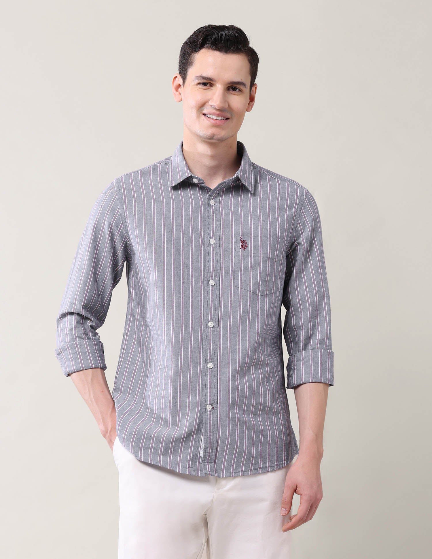 Vertical Striped Tailored Fit Shirt Navy - U.S. Polo Assn. India | Large