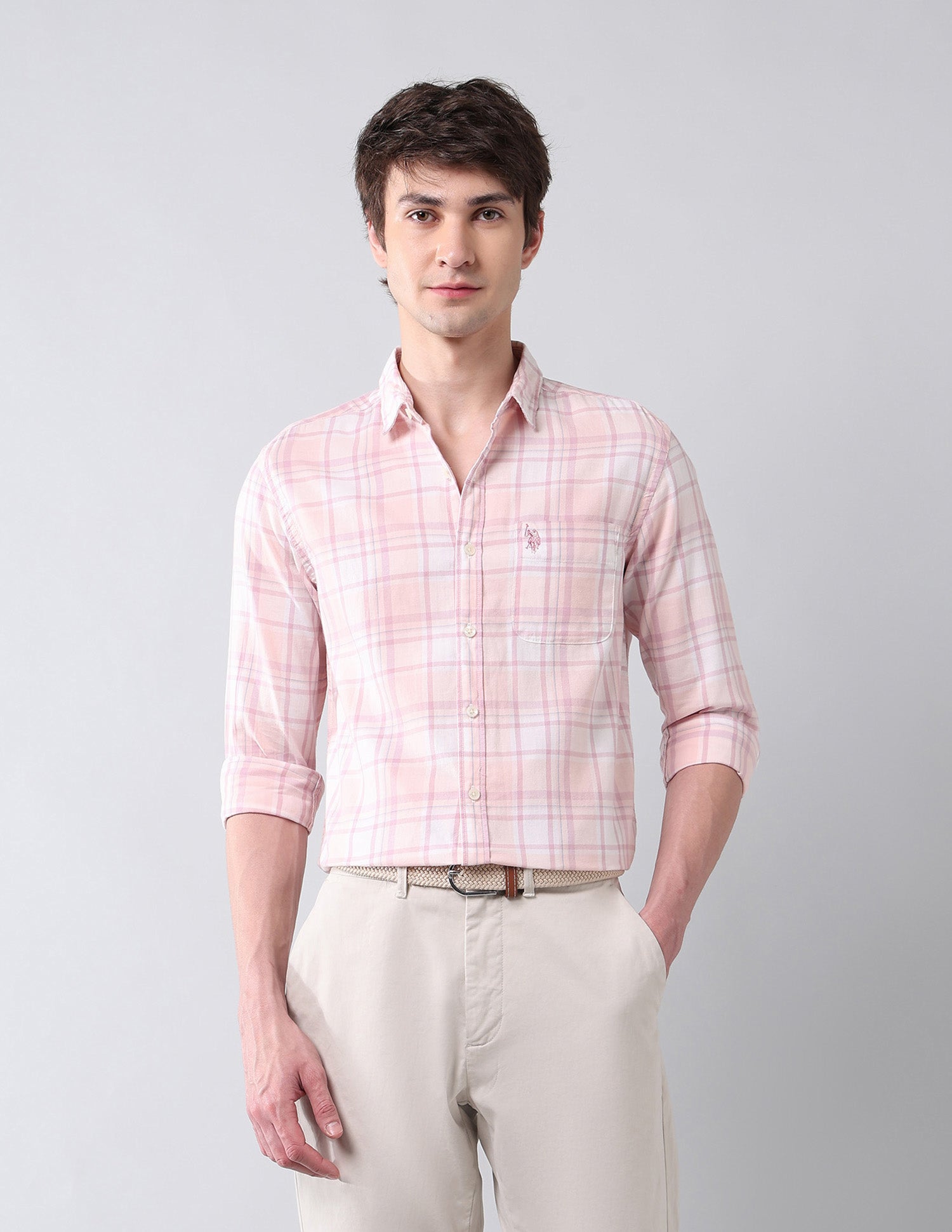 Plaid Checked Regular Fit Shirt Pink - U.S. Polo Assn. India | Large
