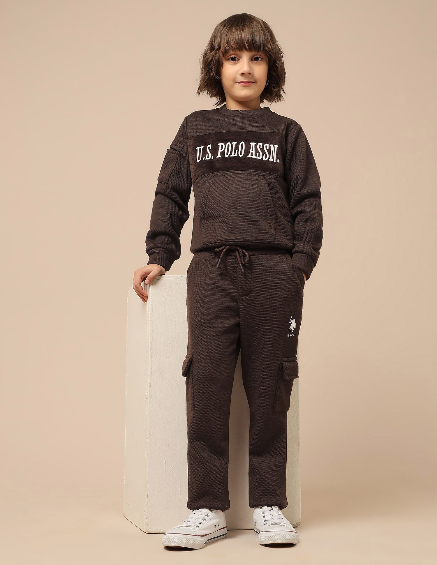Boys Textured Regular Fit Track Pants