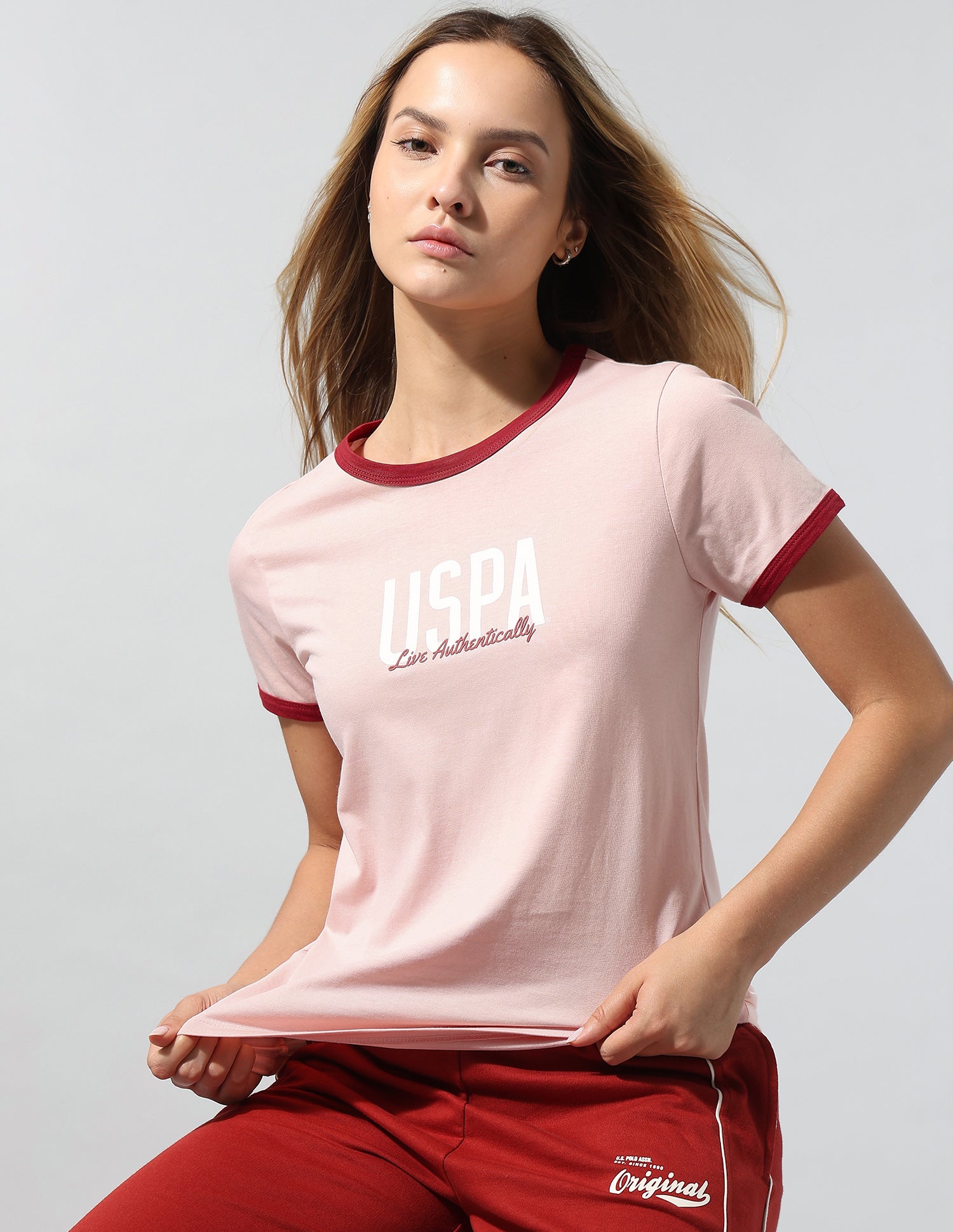 Brand Printed Regular Fit T-Shirt Pink - U.S. Polo Assn. India | Large