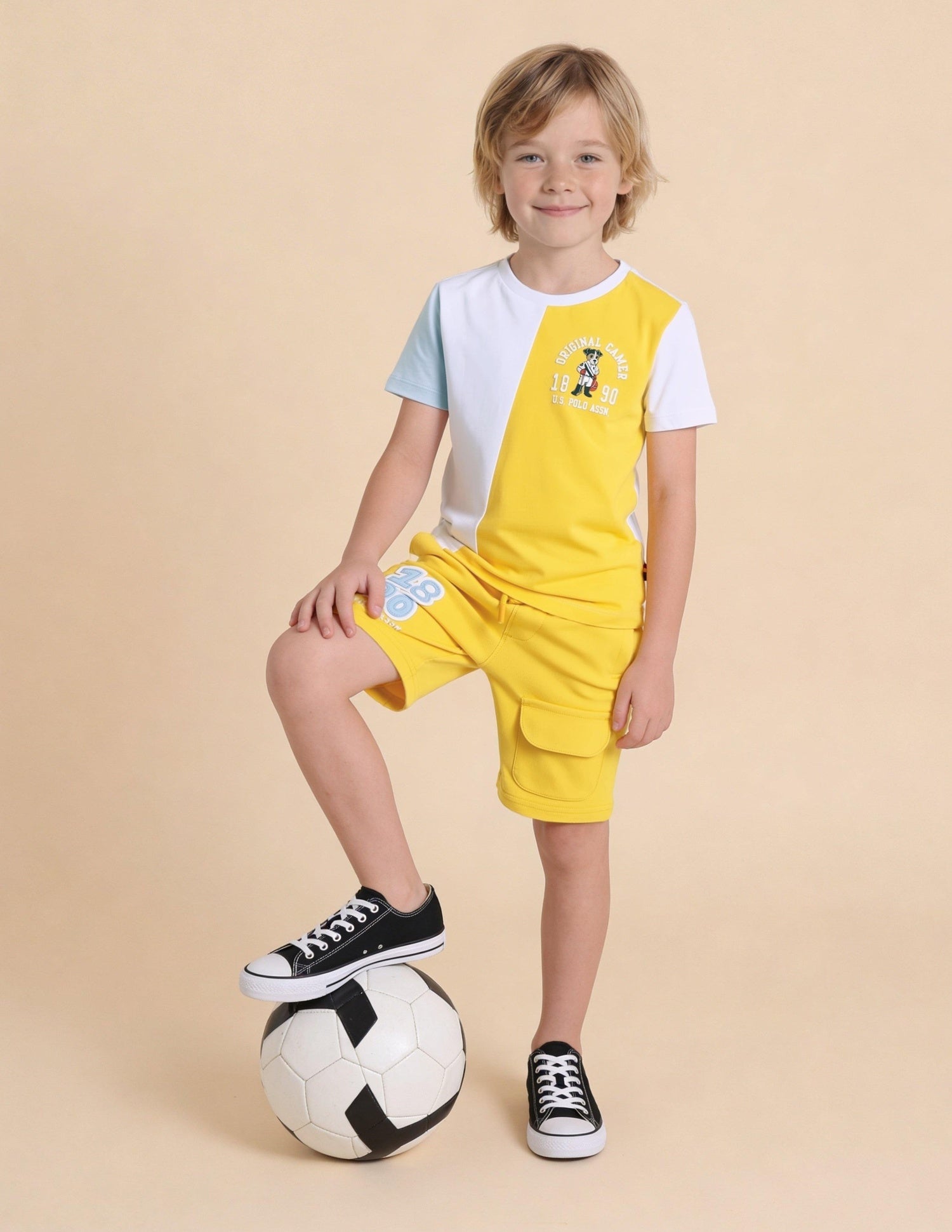 Colour Blocked Regular Fit T-Shirt Yellow - U.S. Polo Assn. India | Large