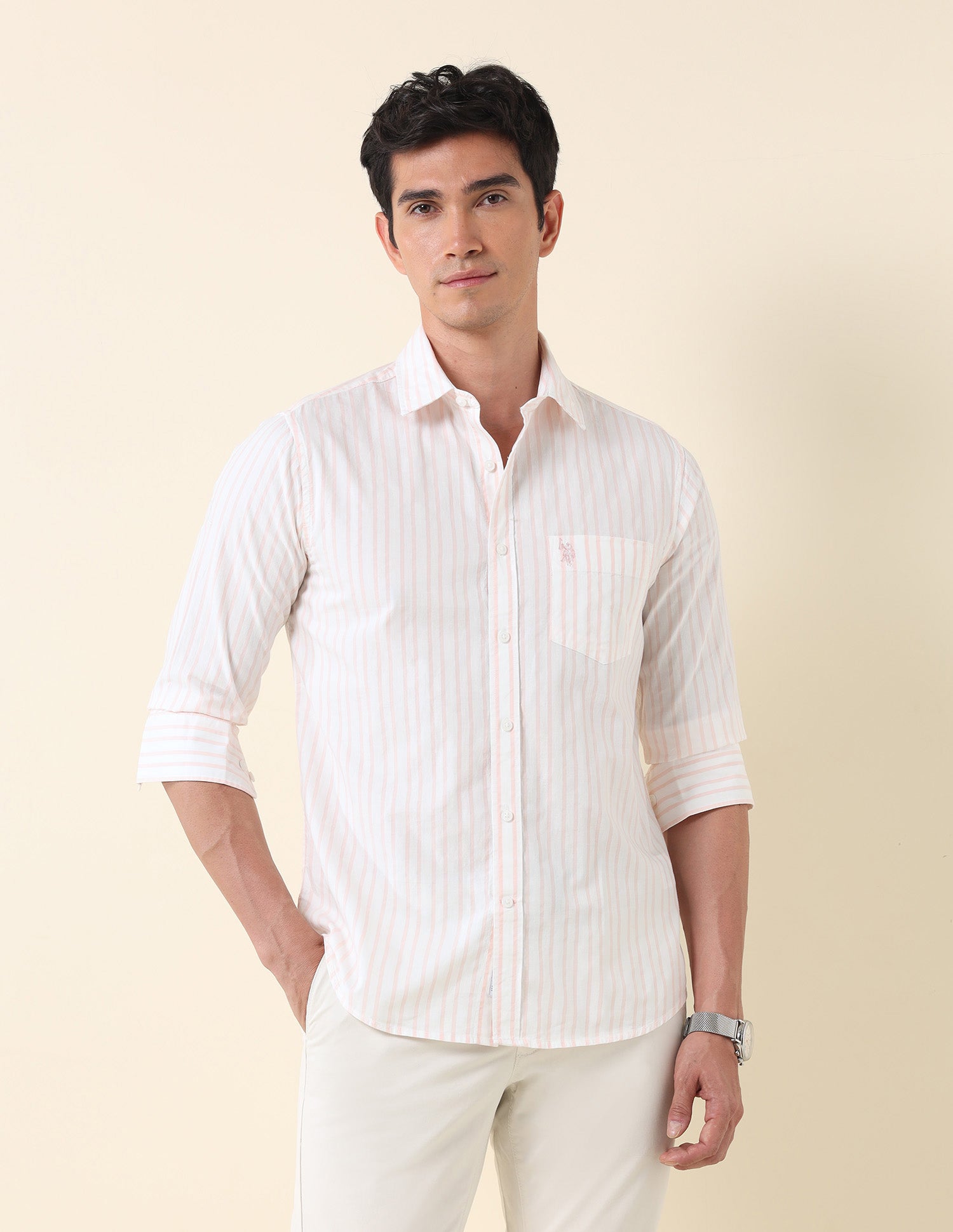 Tailored Fit Vertical Striped Shirt