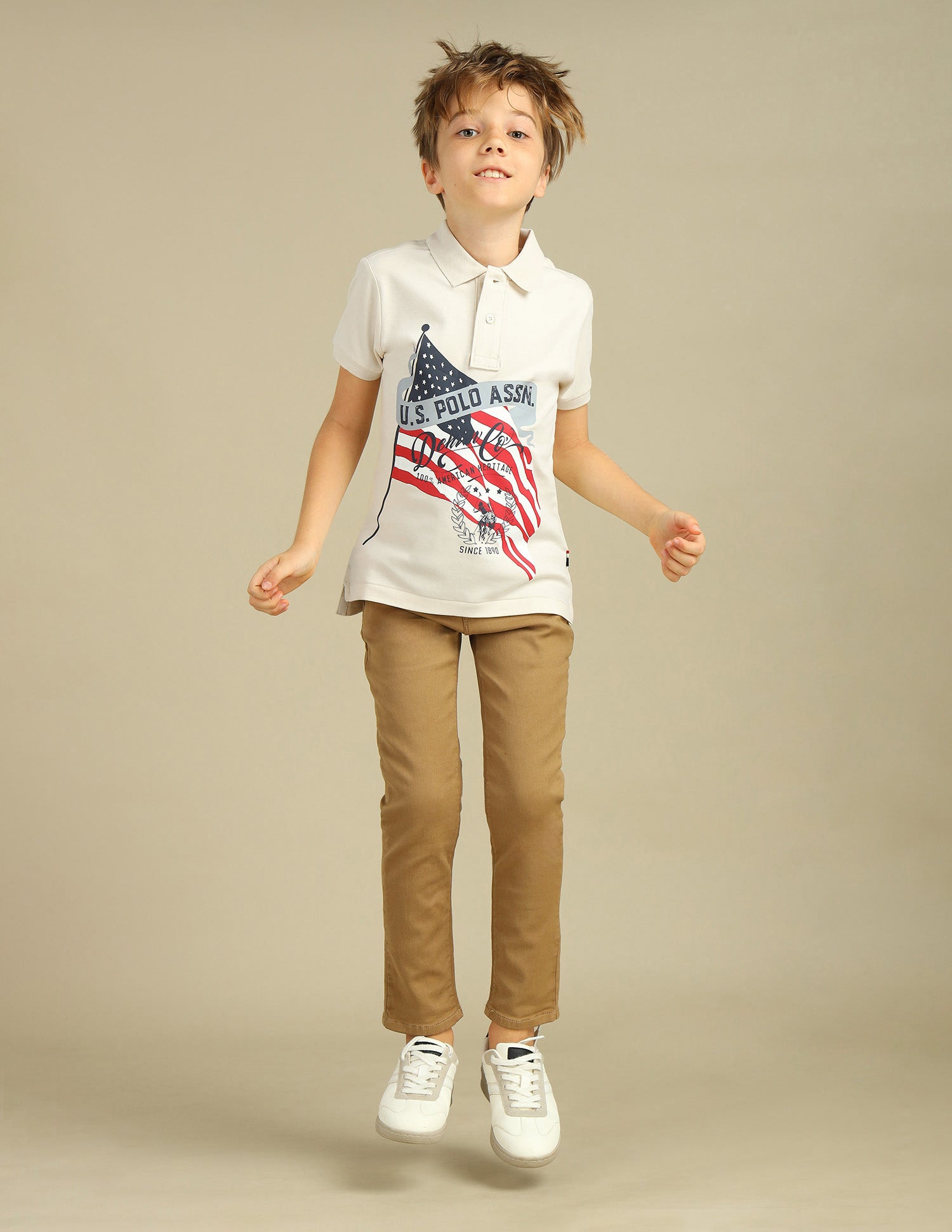 Boys Brand Printed Regular Fit Polo Shirt