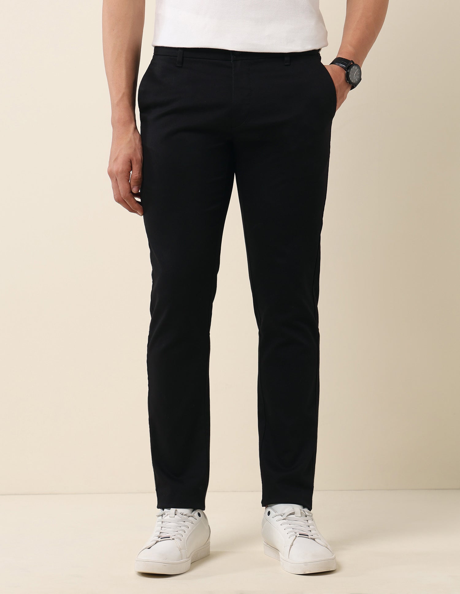 Textured Dobby Trousers Black - U.S. Polo Assn. India | Large