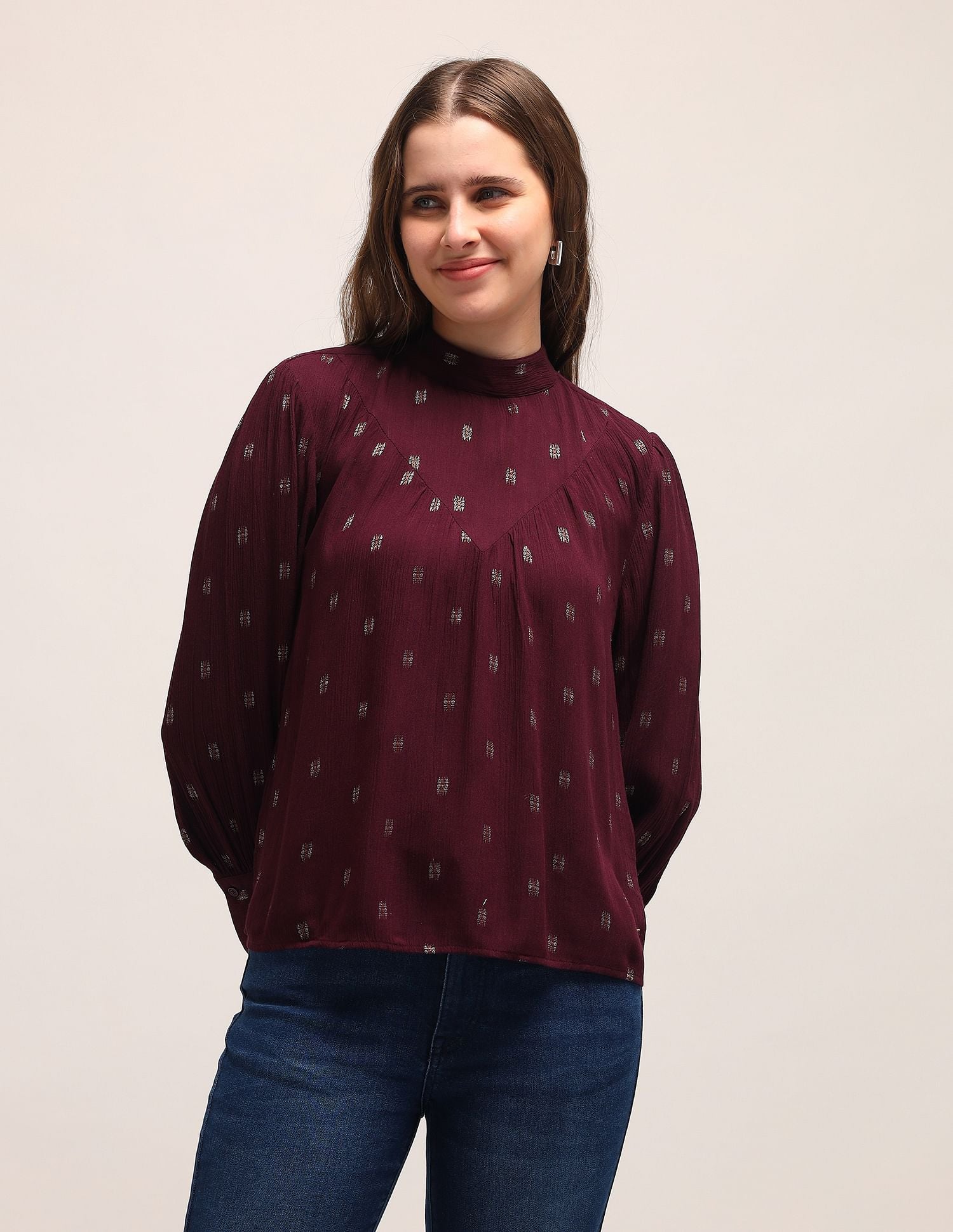 Patterned Weave Regular Fit Top