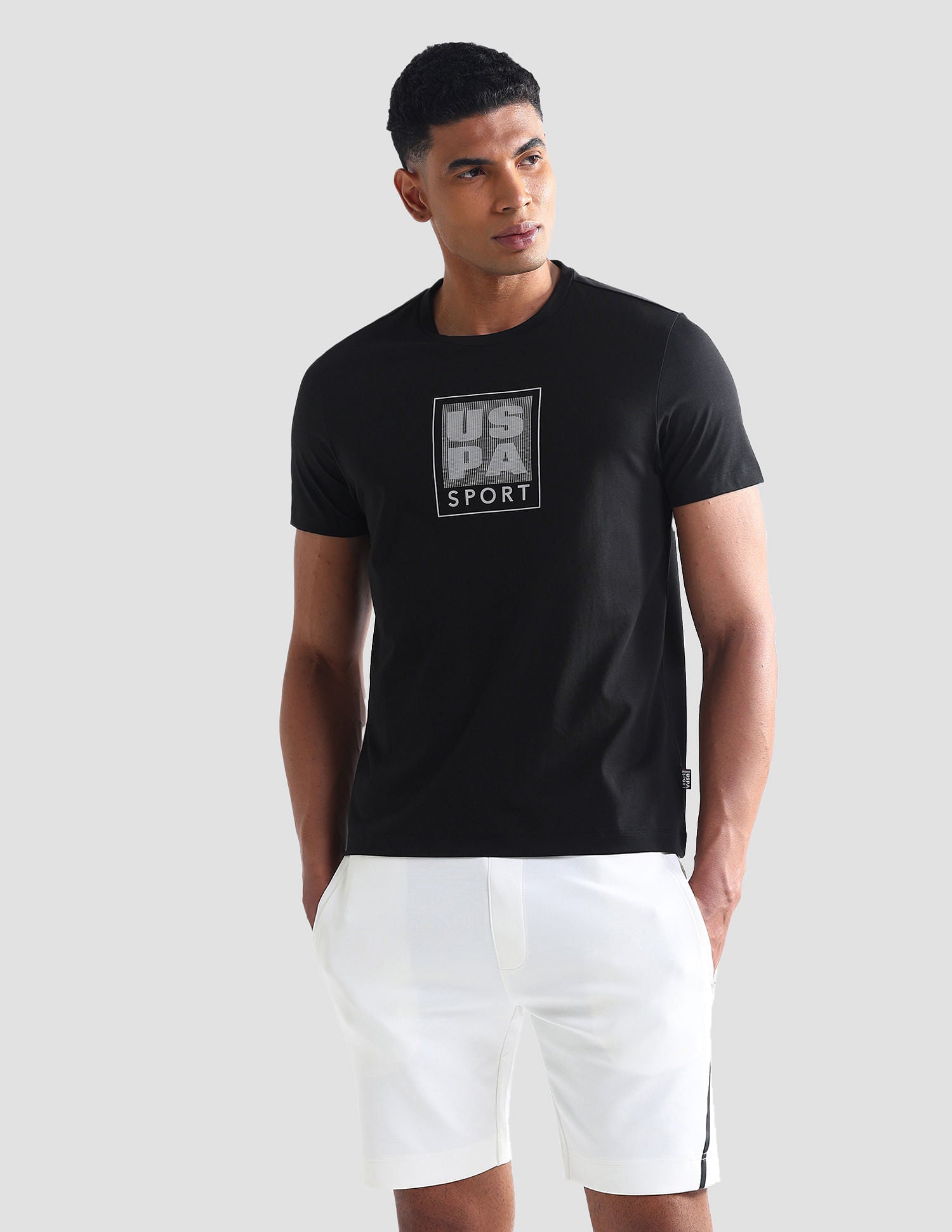Slim Fit Brand Print Active T-Shirt Black - U.S. Polo Assn. India | Large