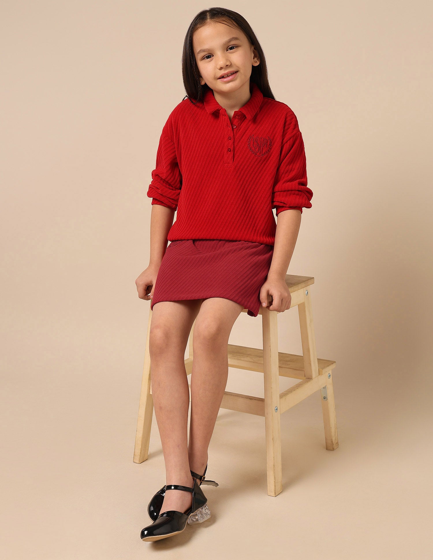 Girls Textured Straight Skirt