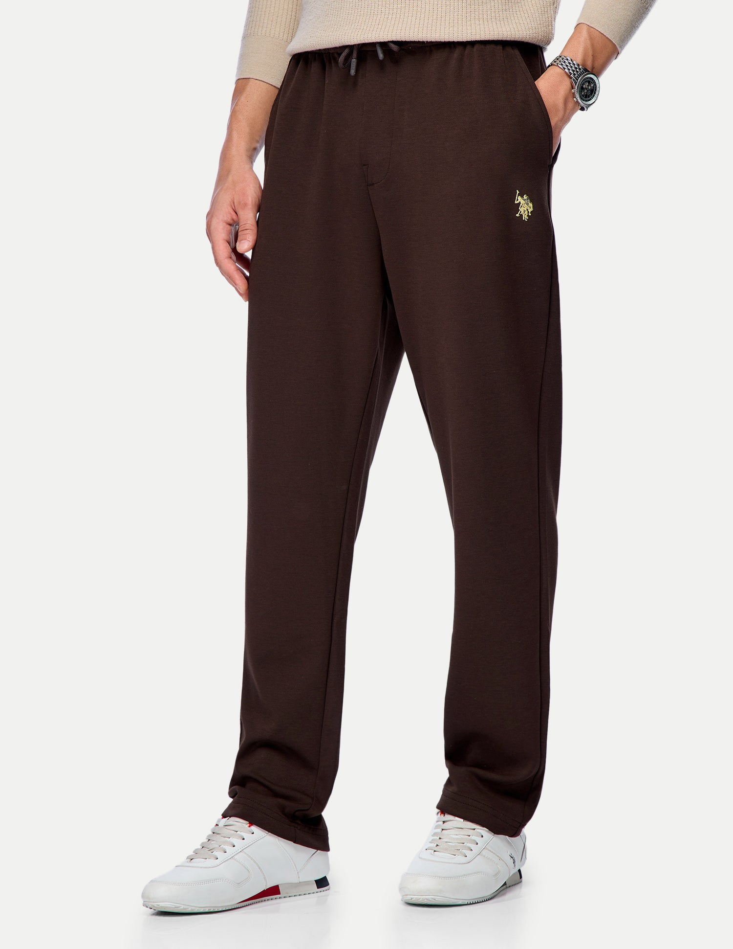 Solid Regular Fit Track Pants Brown - U.S. Polo Assn. India | Large