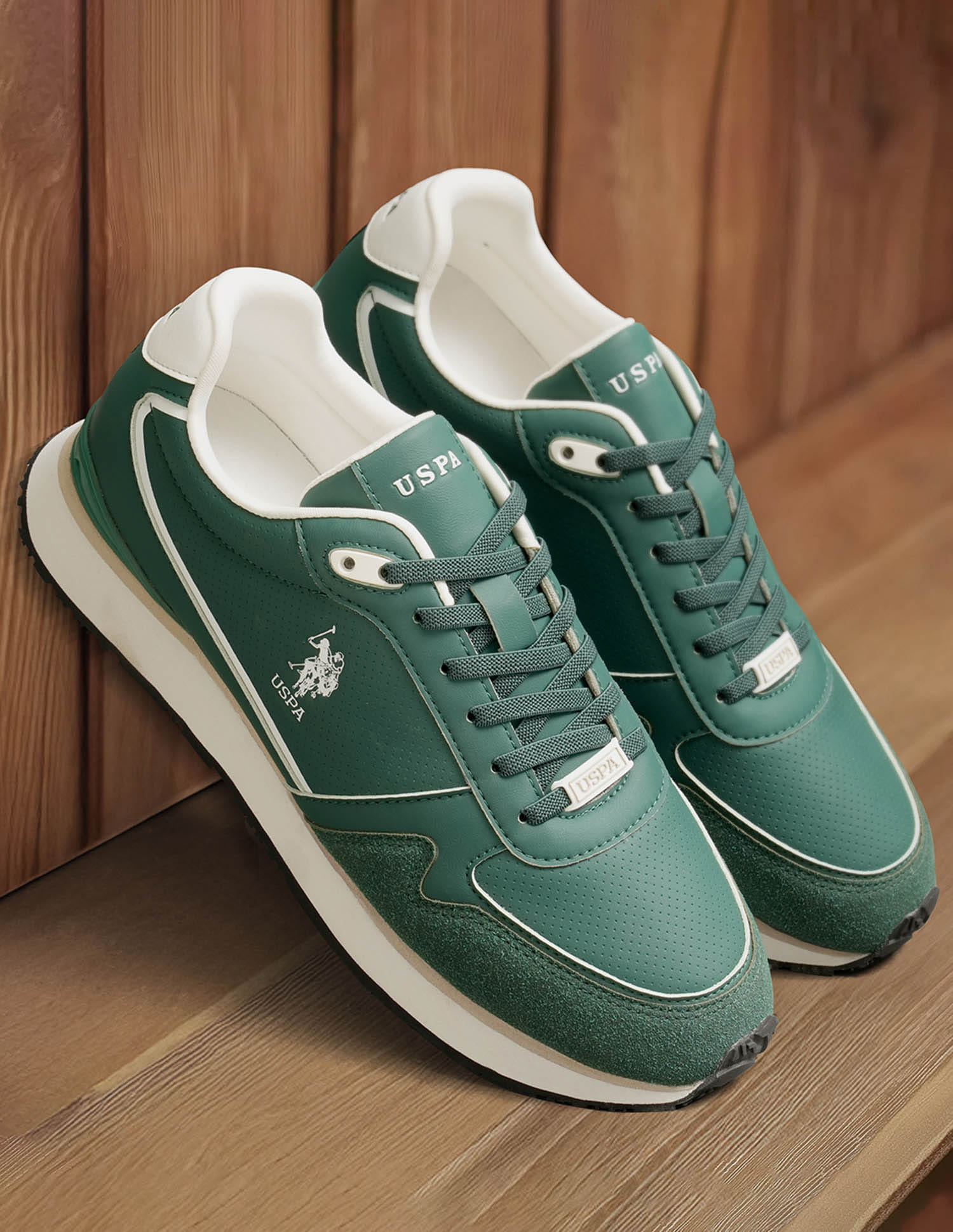 Men Lowen 2.0 Colour Blocked Sneakers Green - U.S. Polo Assn. India | Large