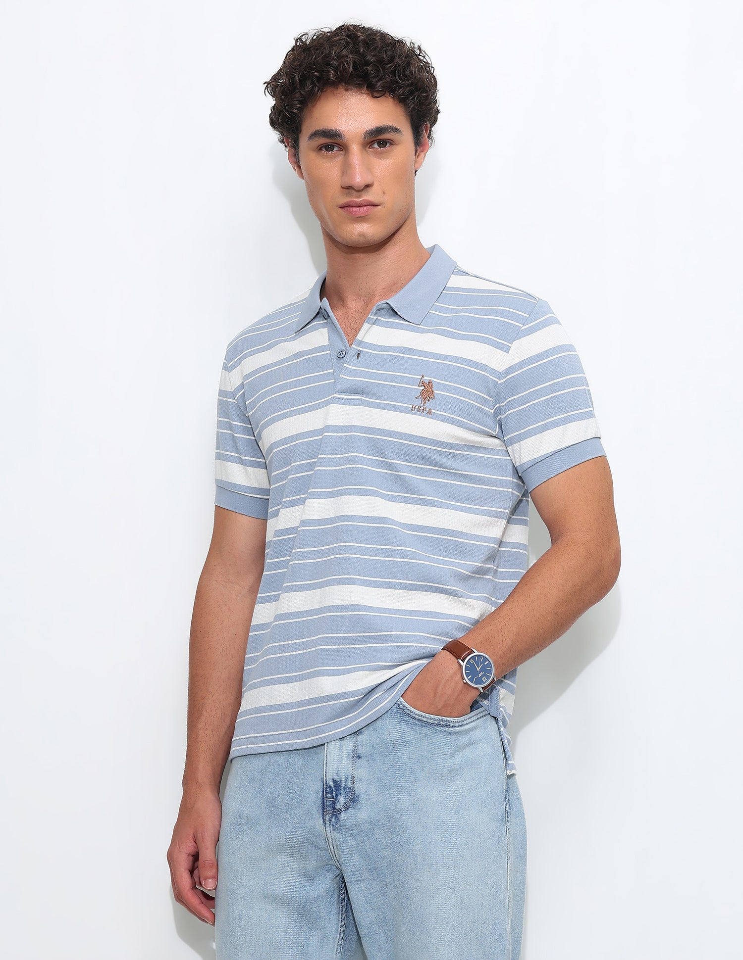 Horizontal Striped Slim Fit Polo Shirt
