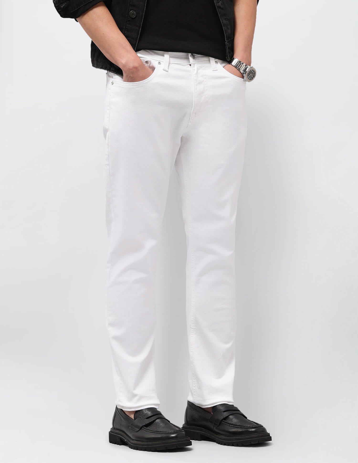 Solid Slim Tapered Fit Jeans White - U.S. Polo Assn. India | Large