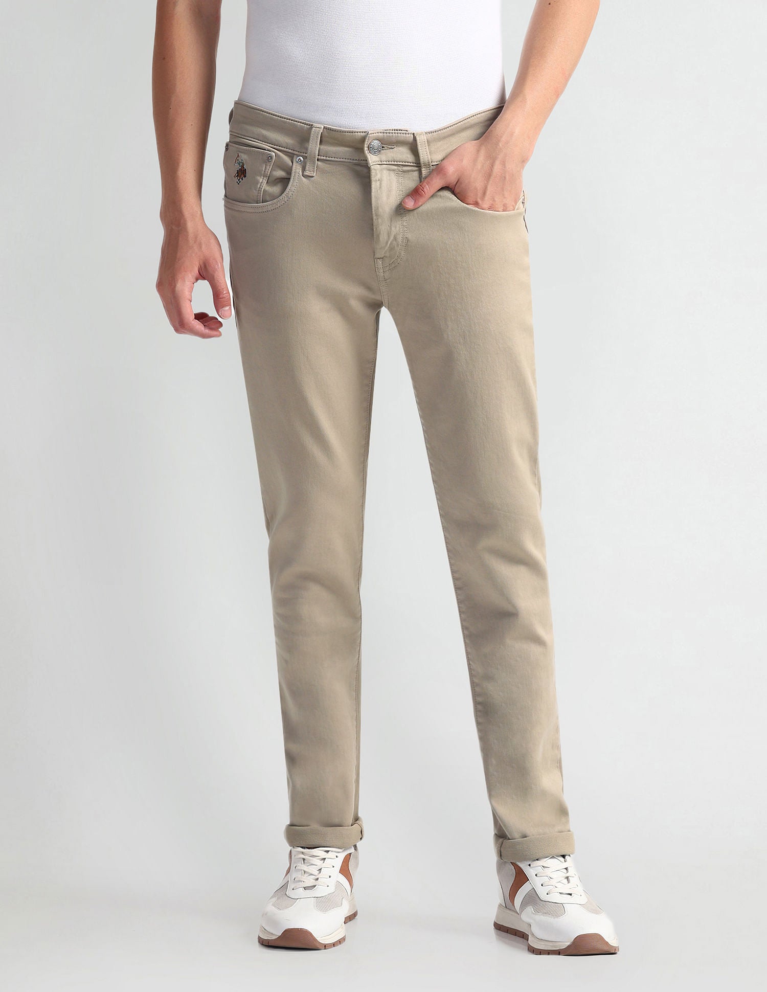 Harold Slim Straight Fit Beige Jeans