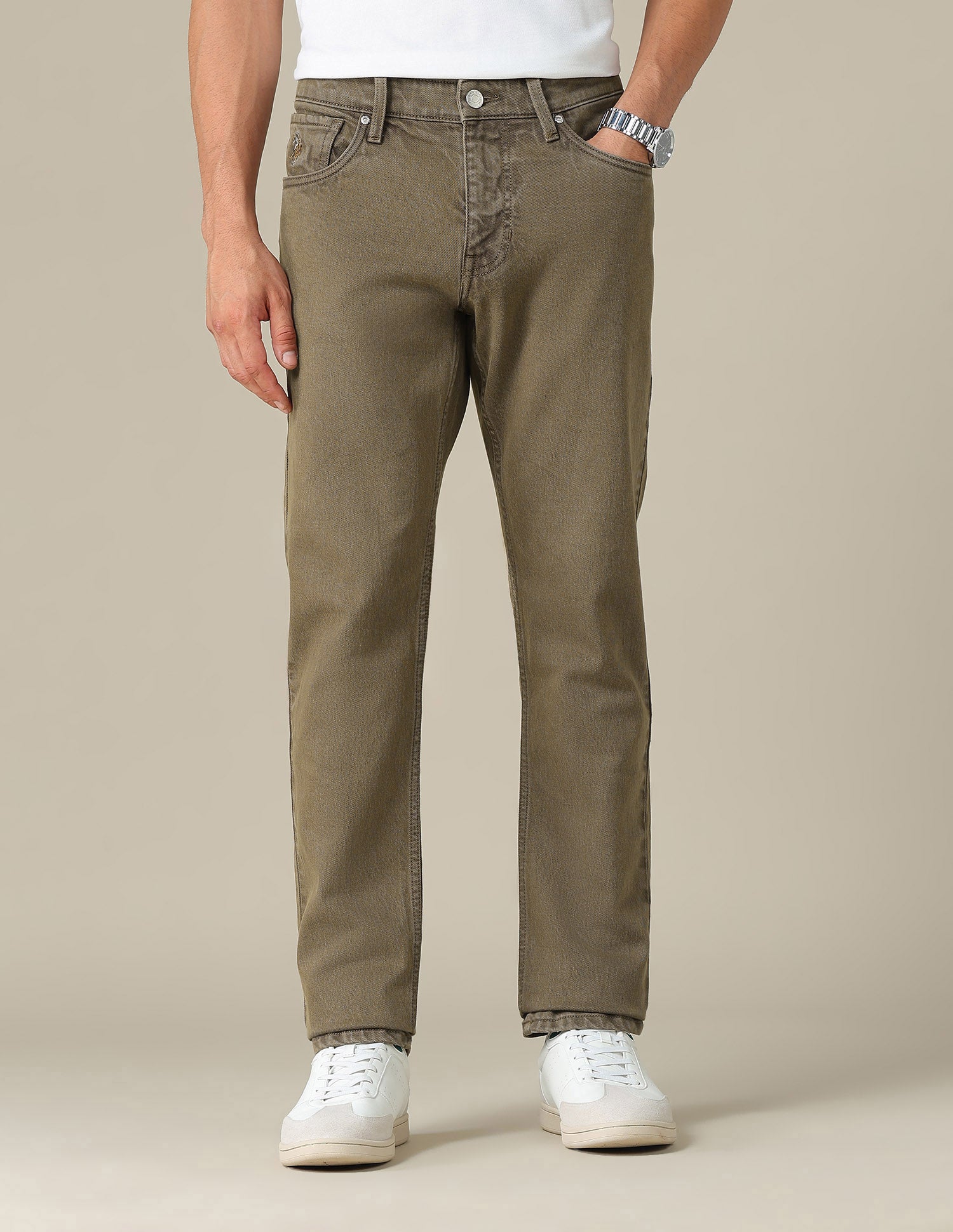 Brandon Slim Tapered Fit Brown Jeans