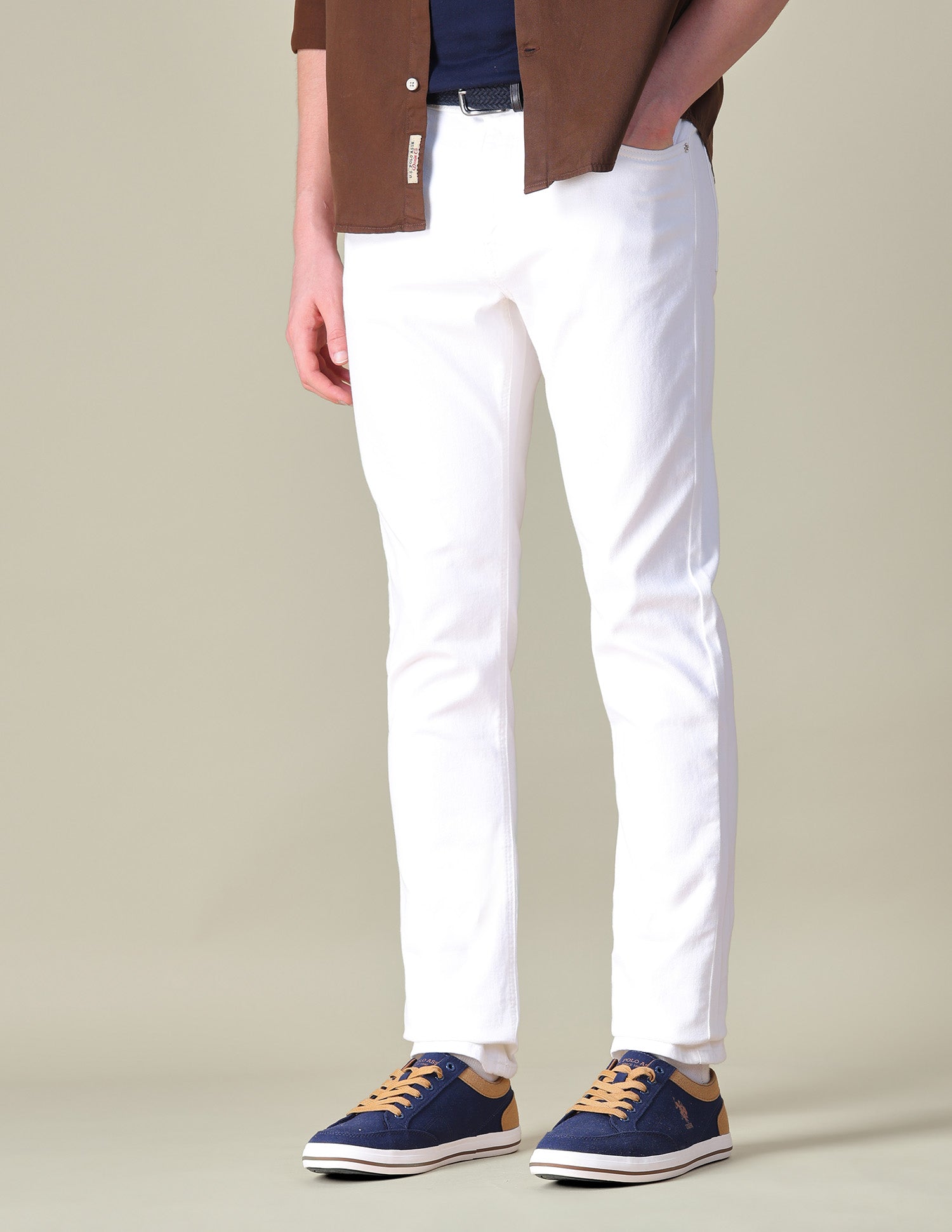 Brandon Slim Tapered Fit White Jeans