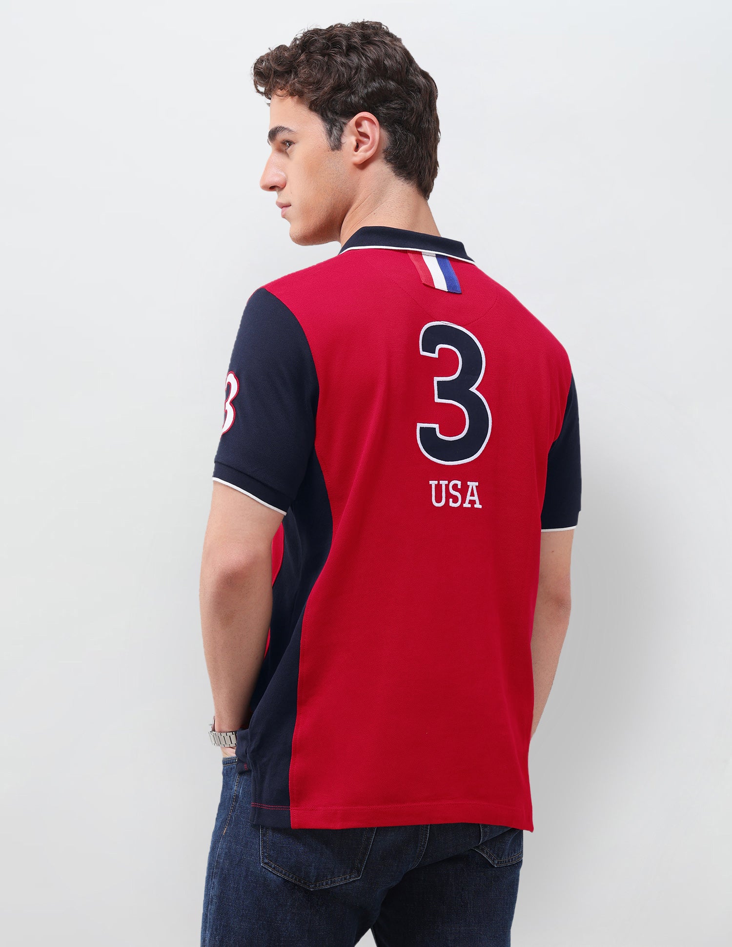 Colourblocked Slim Fit Polo Shirt Red - U.S. Polo Assn. India | Large