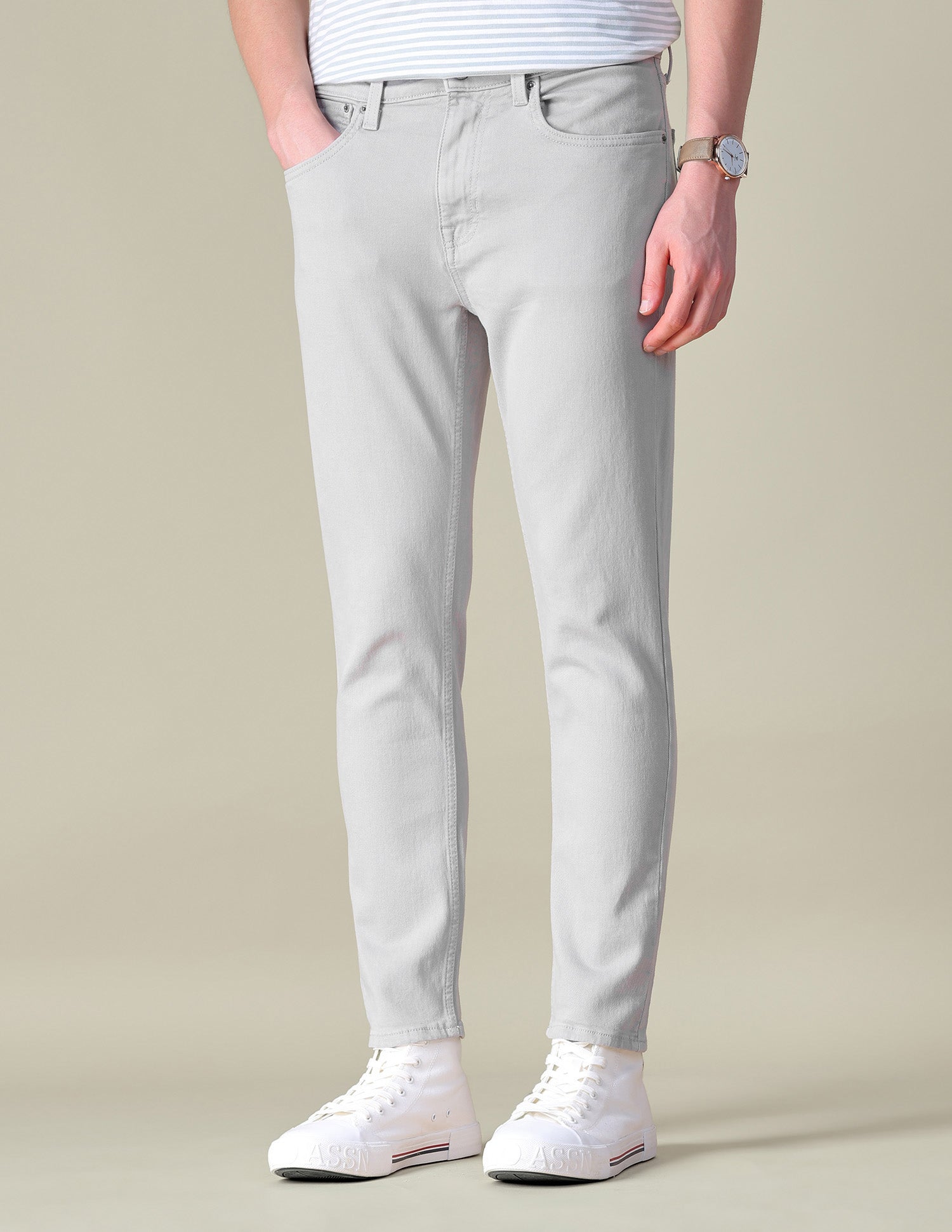 Cole Comfort Cropped Fit Grey Jeans