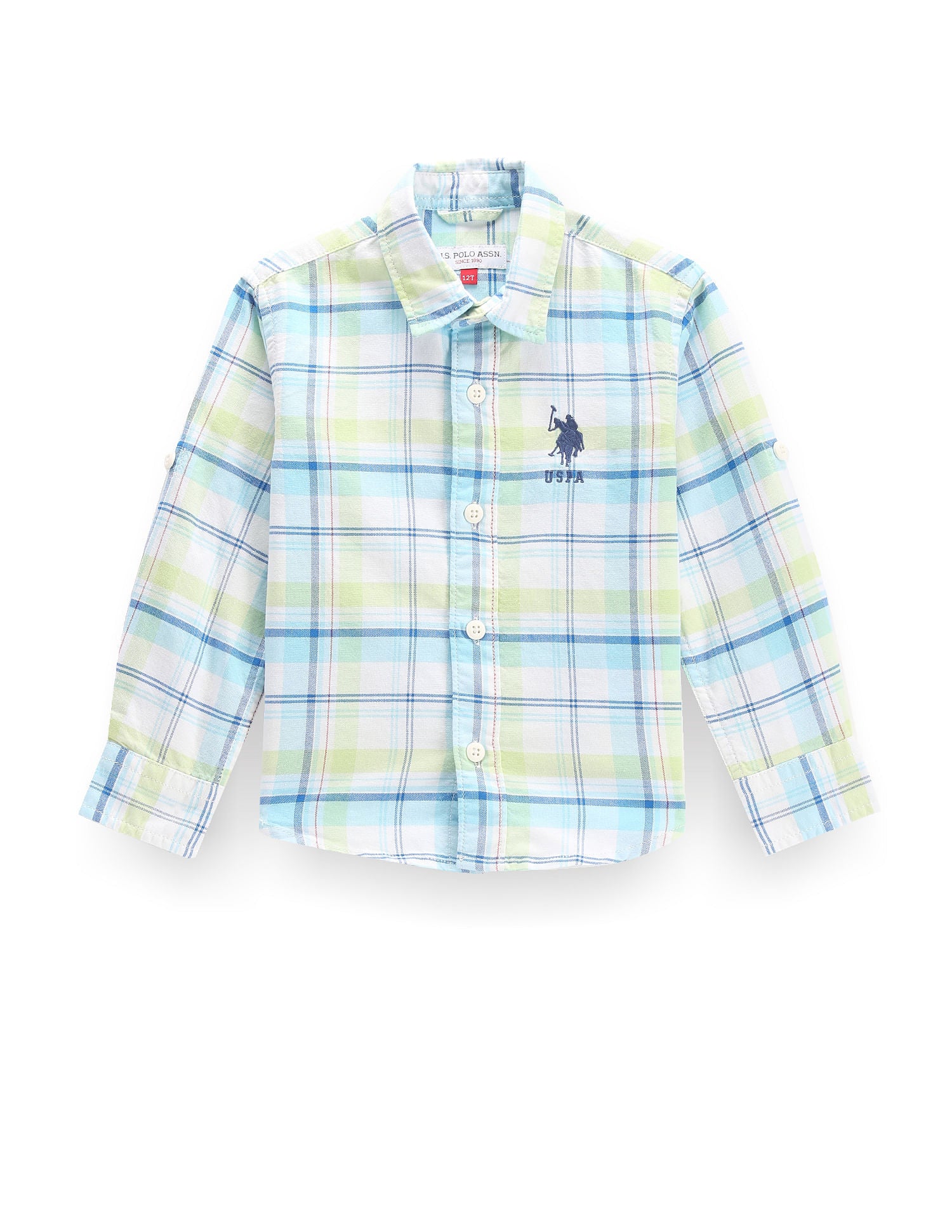 Boys Cutaway Collar Plaid Check Shirt