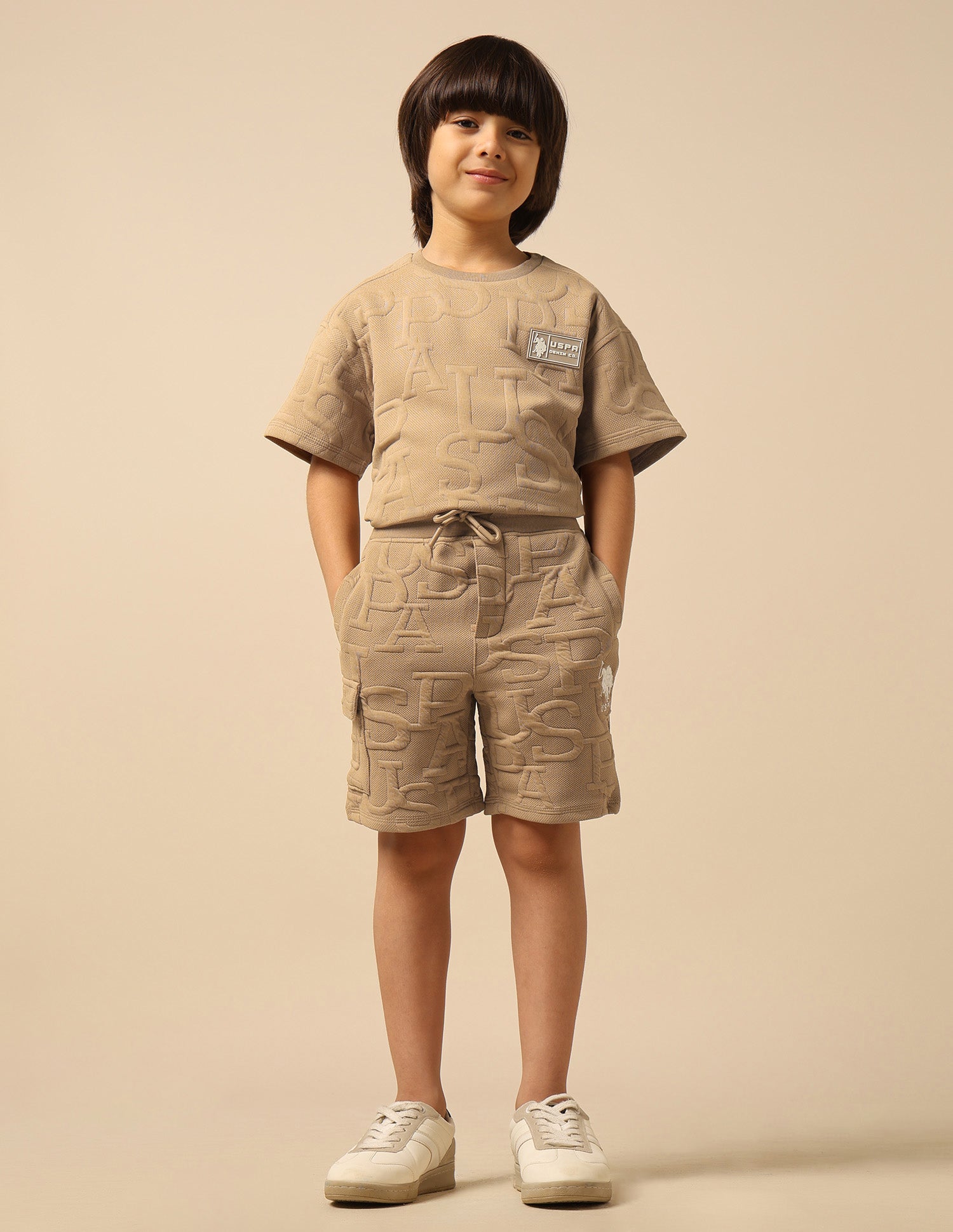 Boys Brand Embossed Regular Fit Shorts