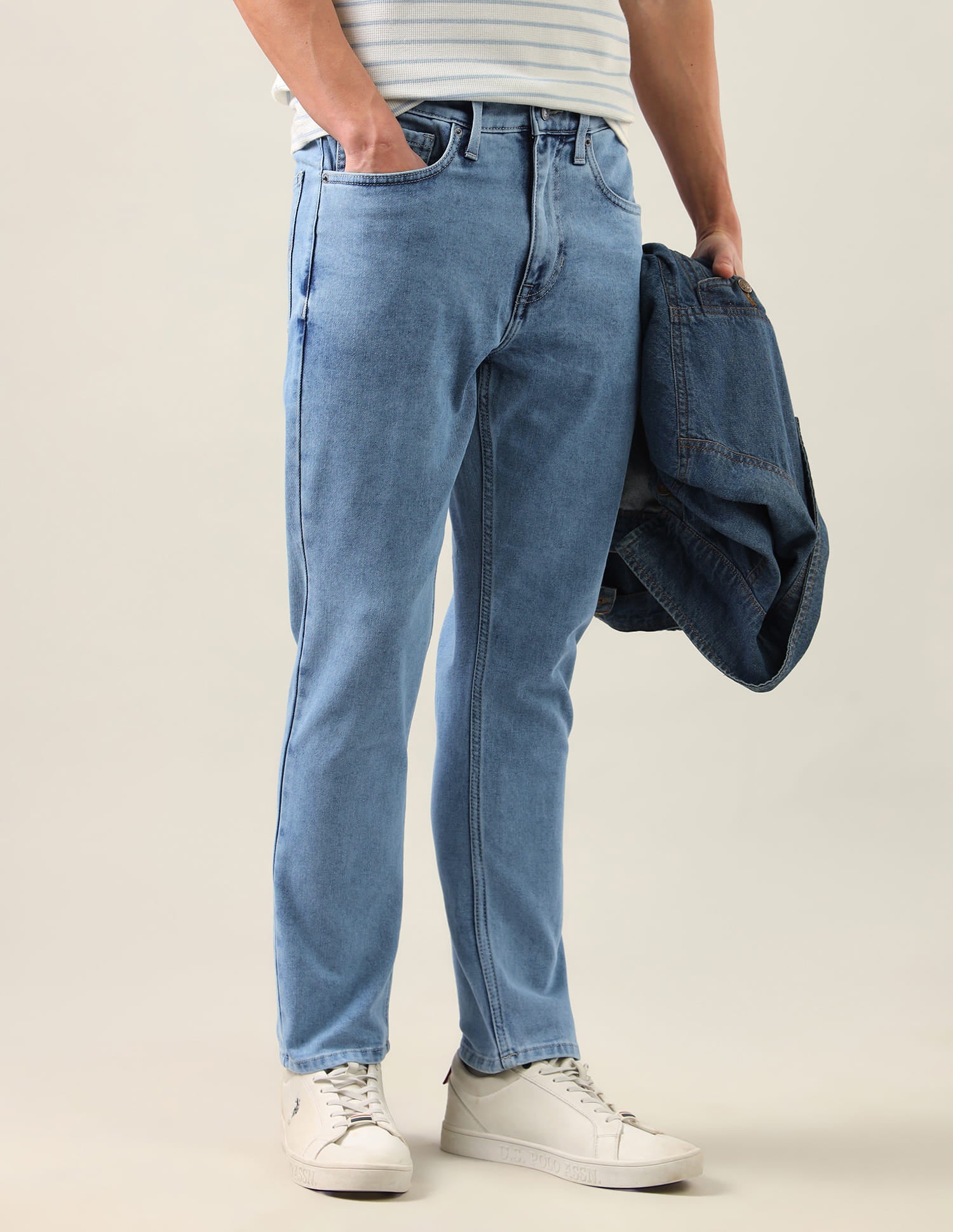 Cole Comfort Cropped Fit Blue Jeans Blue - U.S. Polo Assn. India | Large