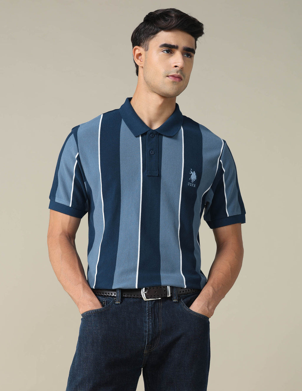 トップス Supreme Washed Stripe Polo navy Supreme Washed Stripe Polo