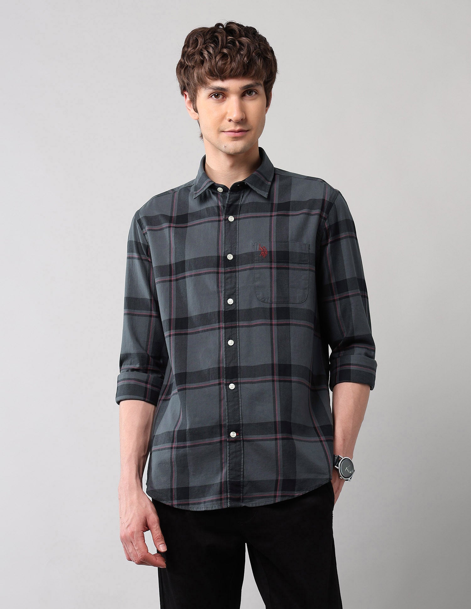 Grid Tattersall Checked Pure Cotton Shirt