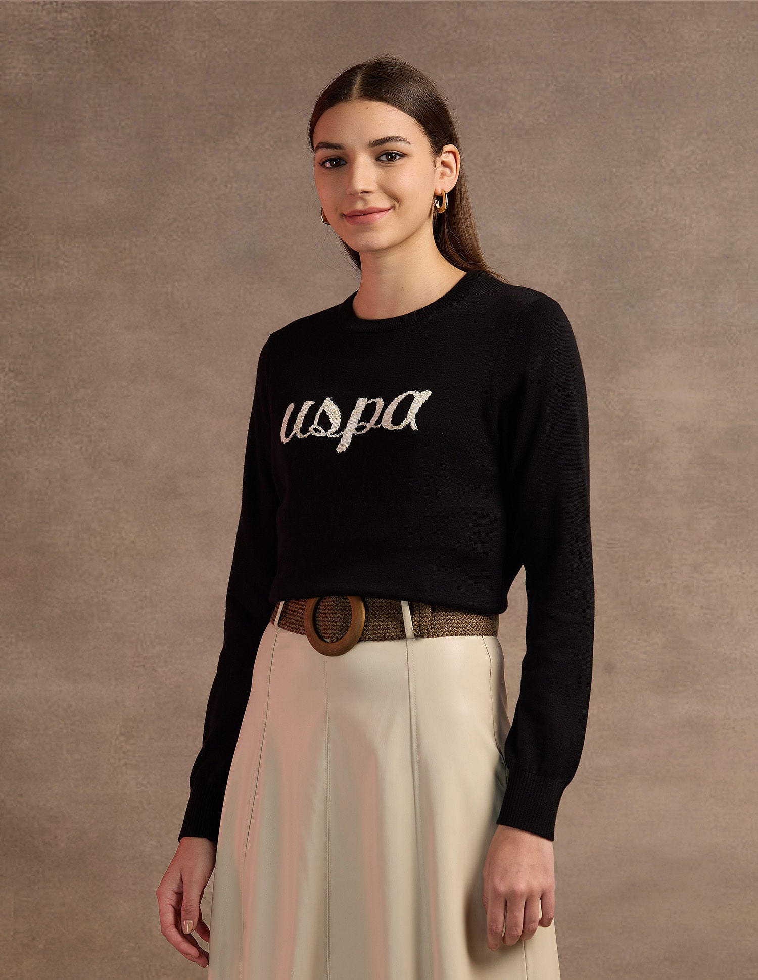 Lurex Embroiderd Cotton Sweater Wine - U.S. Polo Assn. India | Large