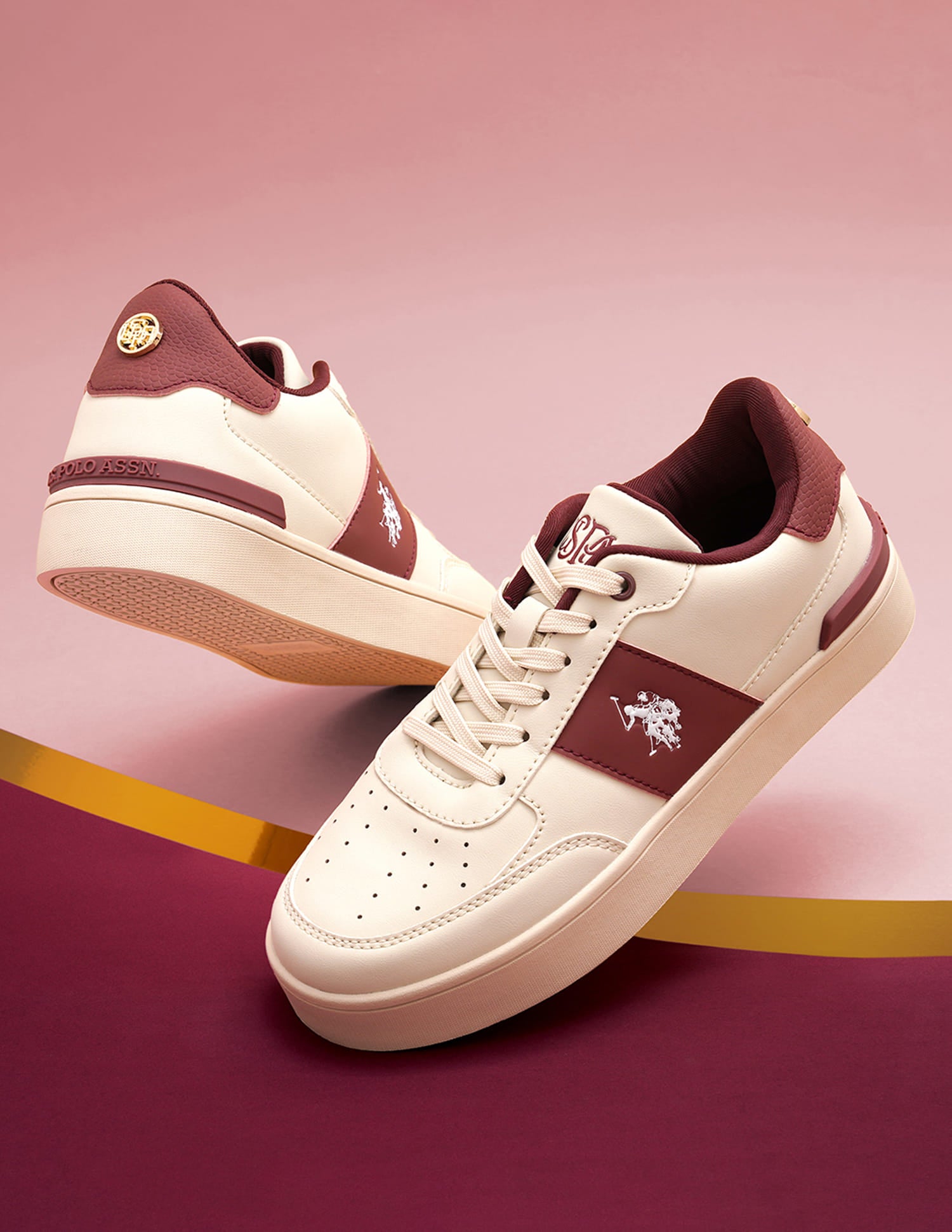 Women Metallic Logo Uno Sneakers Nude - U.S. Polo Assn. India | Large
