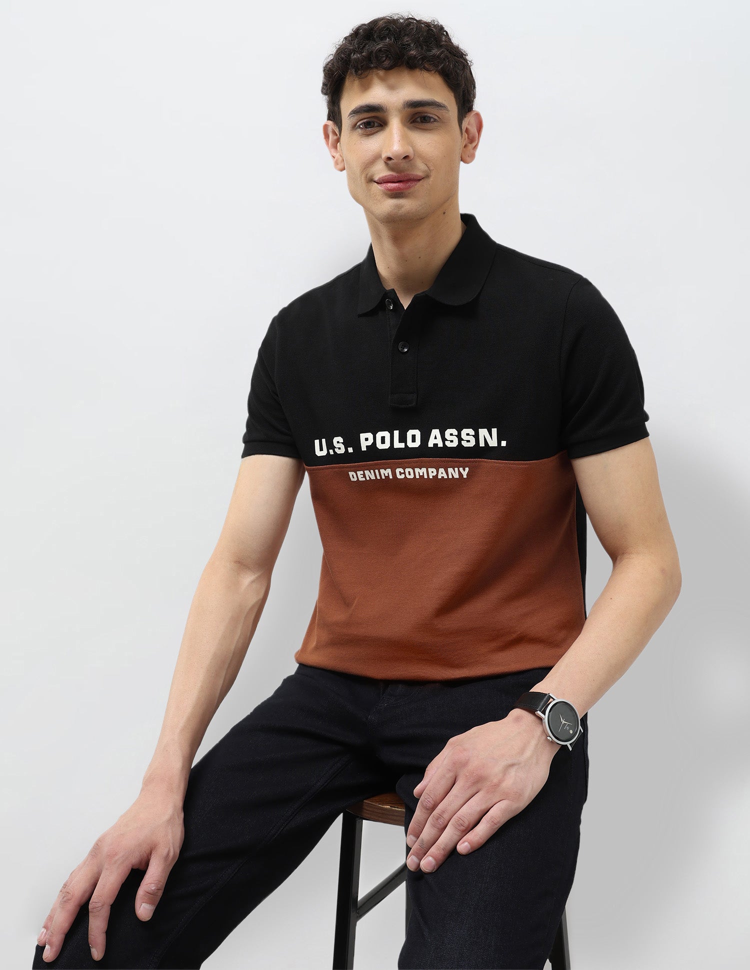 Colourblocked Muscle Fit Polo Shirt Black - U.S. POLO ASSN. | Large