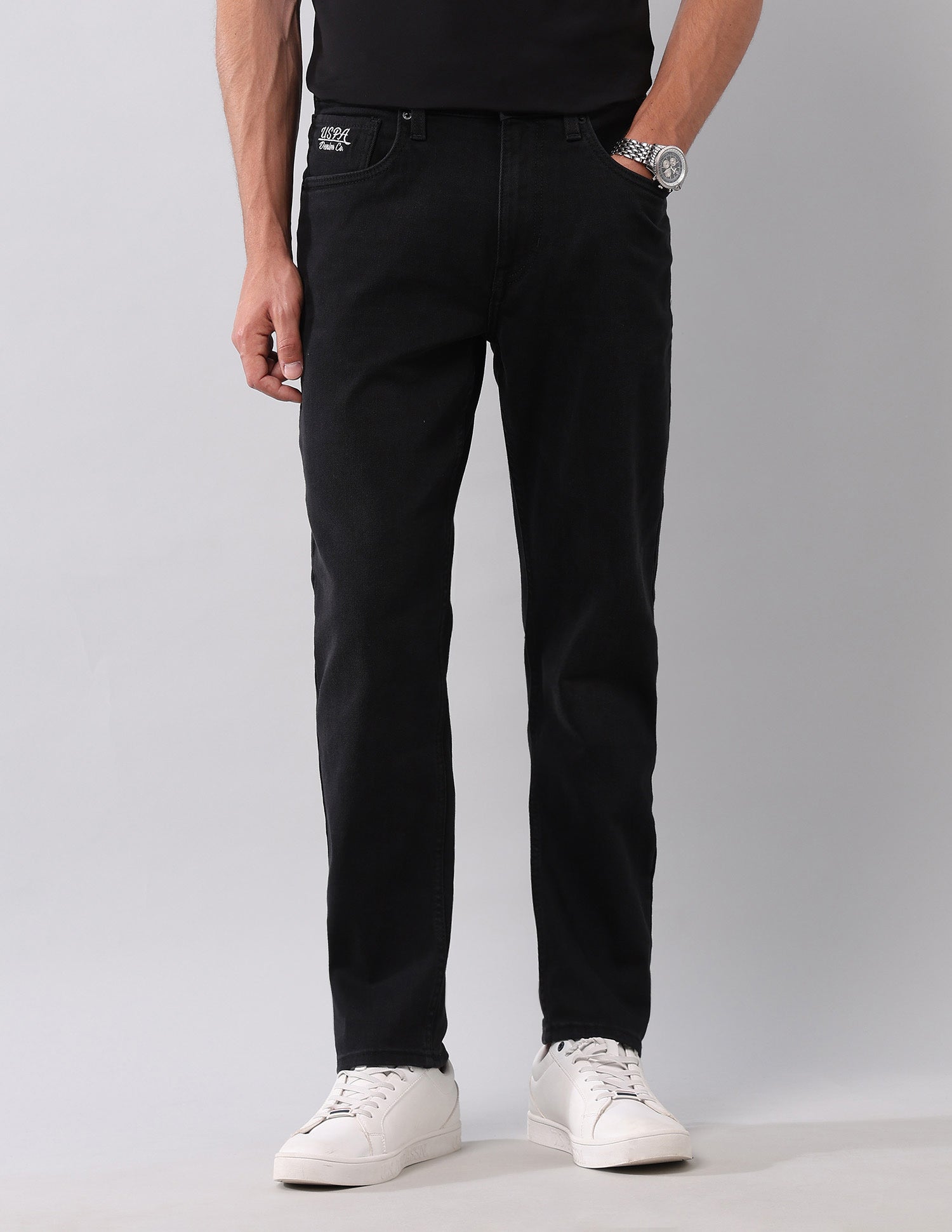 Cole Comfort Cropped Fit Black Jeans