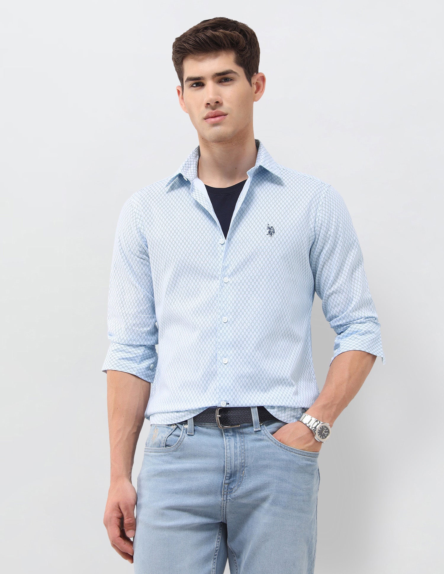 Geometric Printed Oxford Shirt