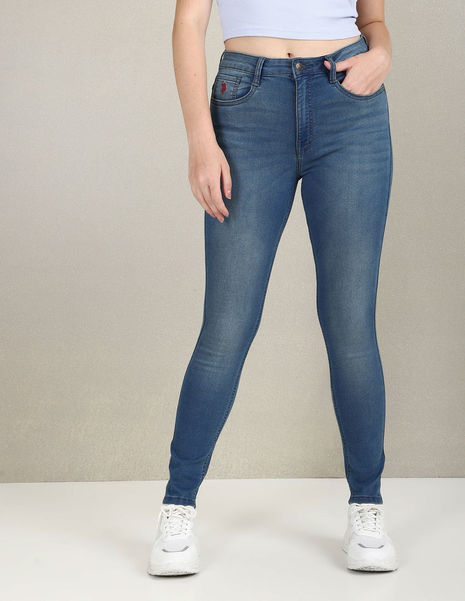 High Rise Skinny Fit Tinted Jeans Blue - U.S. Polo Assn. India | Large