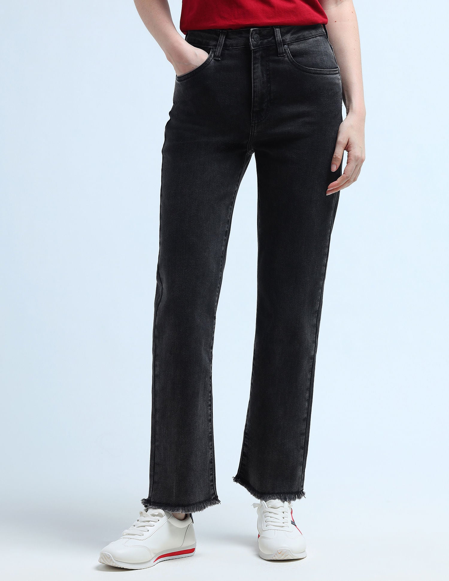 High Rise Straight Fit Jeans Dark Grey - U.S. Polo Assn. India | Large