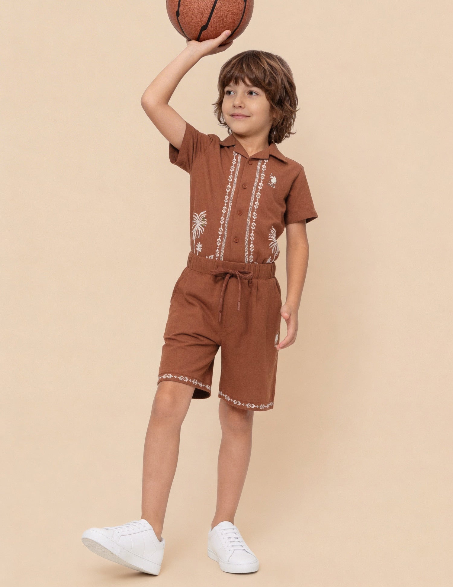 Embroidered Relaxed Fit Shorts Rust - U.S. Polo Assn. India | Large
