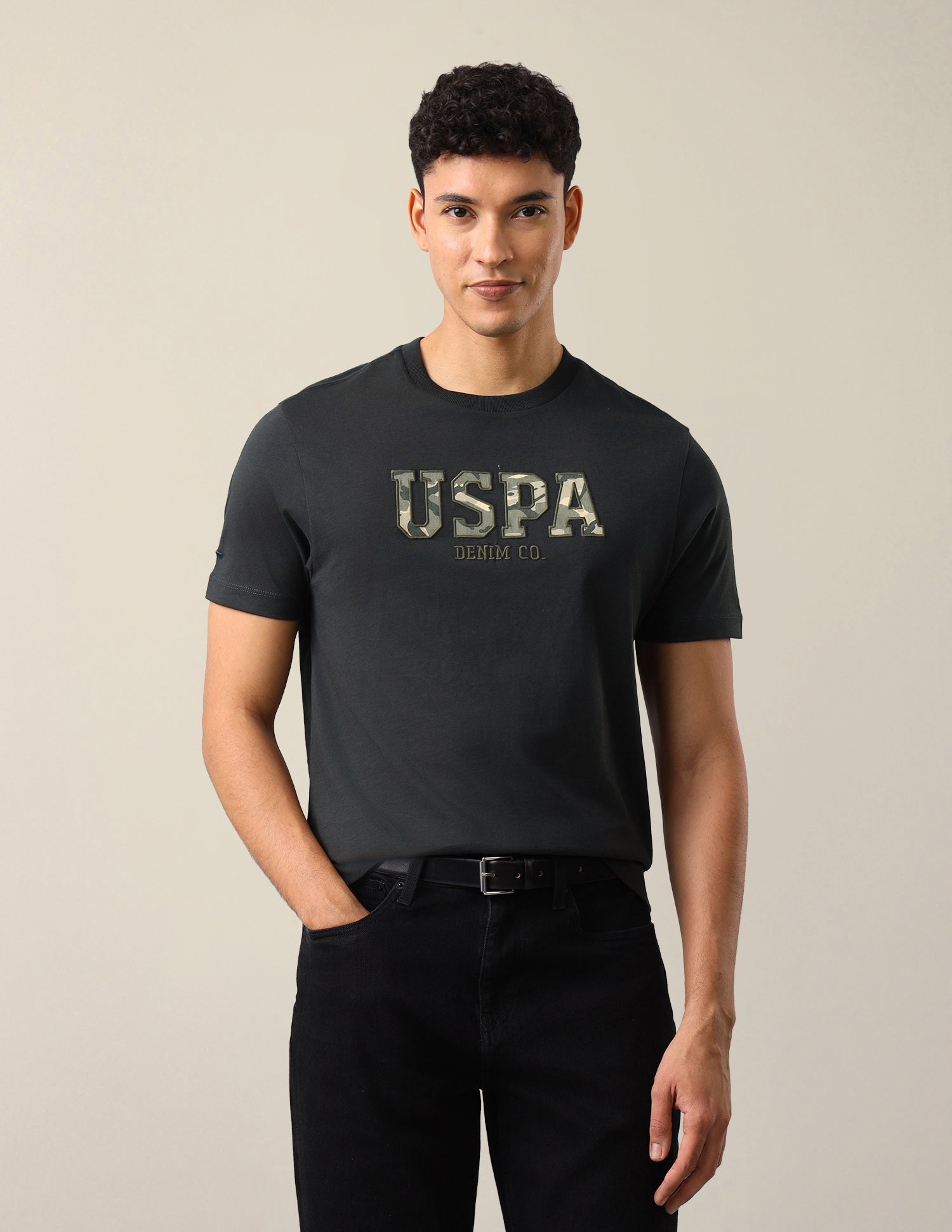 Brand Embroidered Slim Fit T-Shirt Dark Grey - U.S. Polo Assn. India | Large