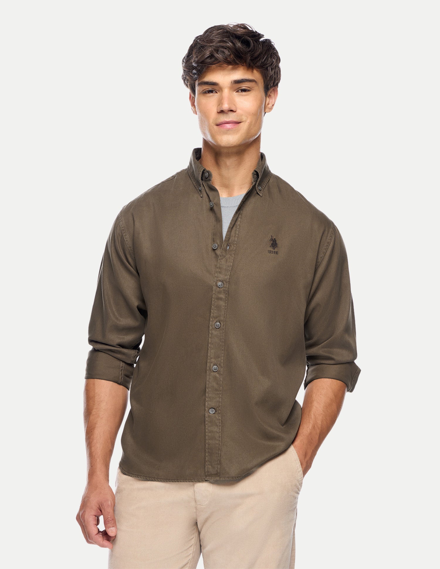 Relaxed Fit Button Down Shirt Brown - U.S. Polo Assn. India | Large