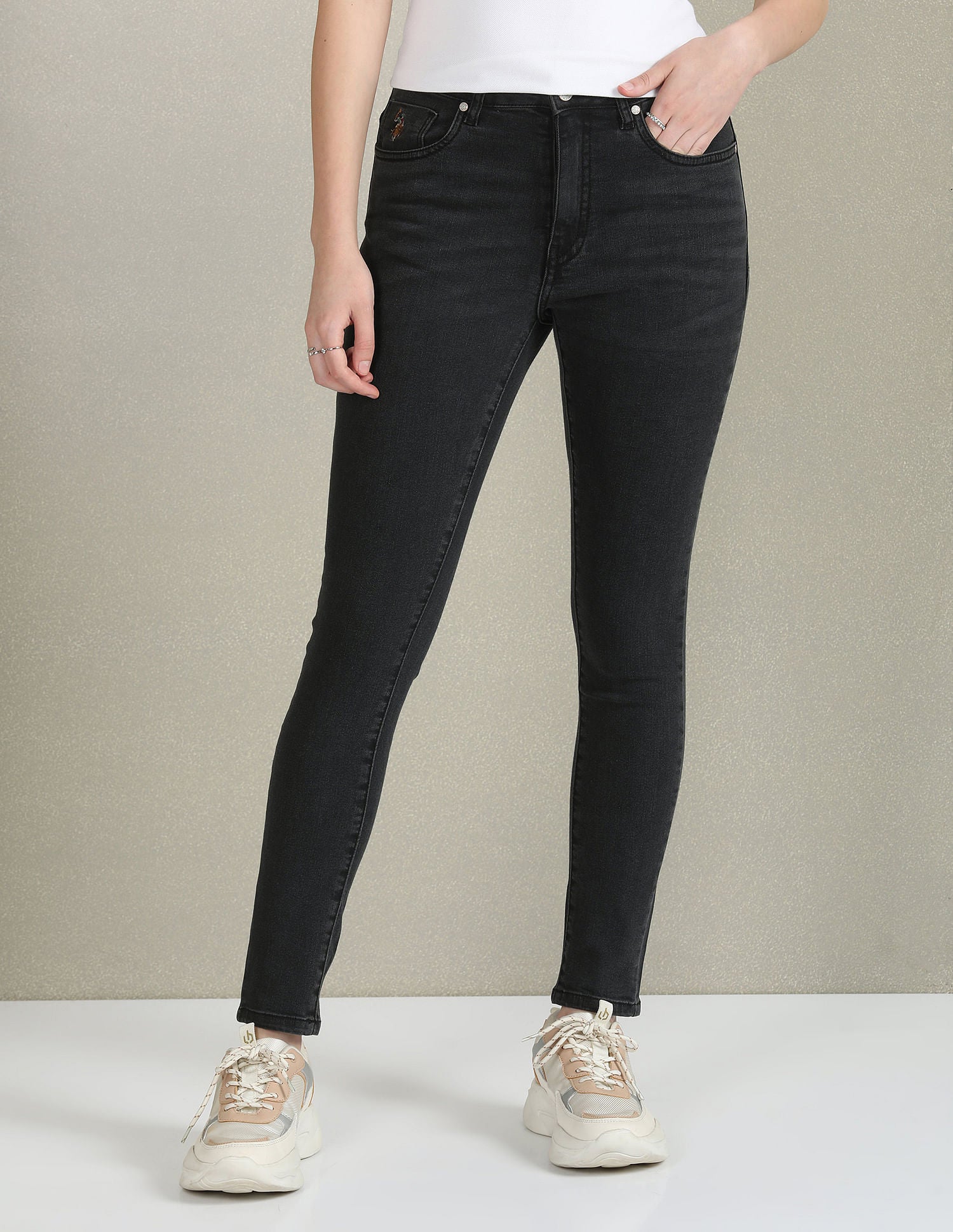 Skinny Fit Twill Jeans Dark Grey - U.S. Polo Assn. India | Large