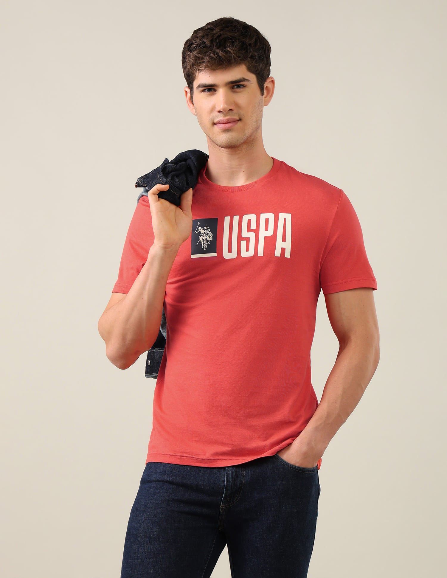 Brand Printed Regular Fit T-Shirt Red - U.S. Polo Assn. India | Large
